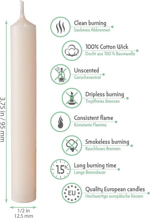 Eika Premium Christmas Tree Candles - Set of 20 Traditional Wax Candles for Pyramids & Chimes - Champagne Color