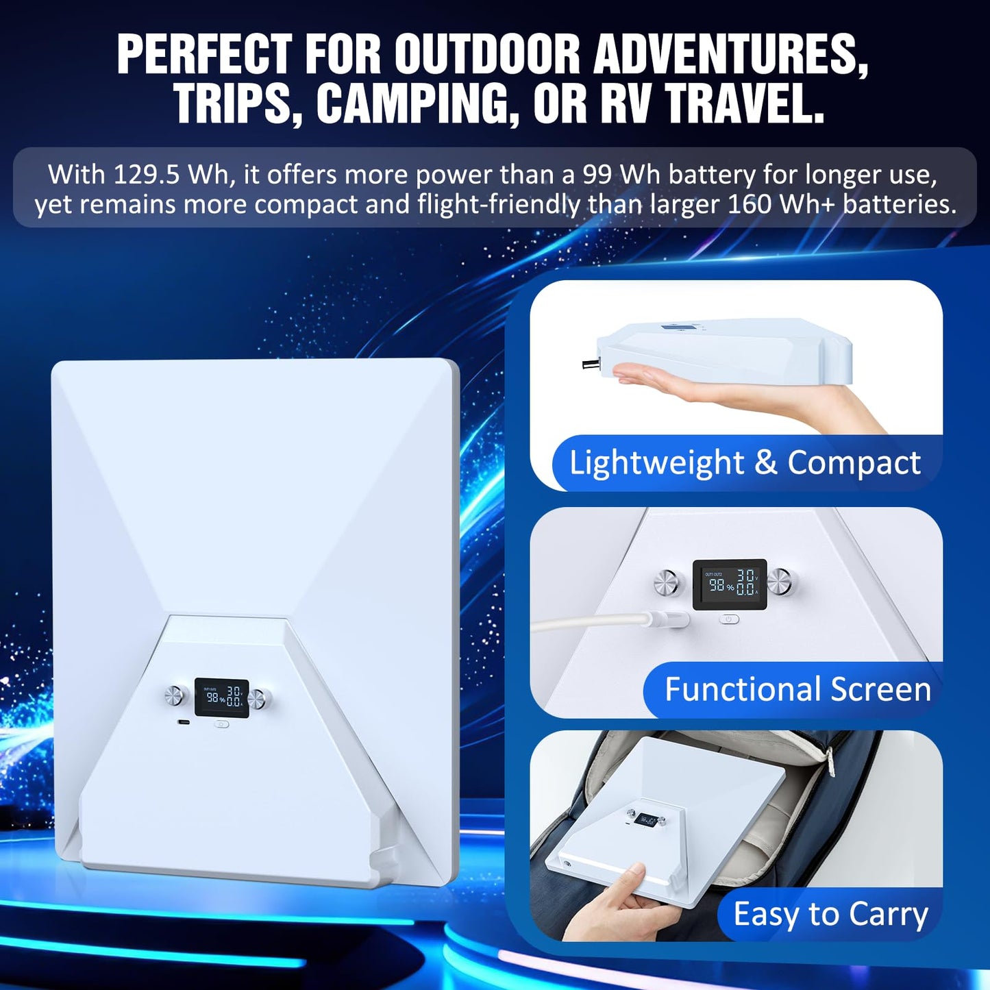 Nicxz Starlink Mini Battery Pack with Charger, 129.5Wh 35000mAh Capacity, True 5H Runtime, Featured with Display and USB-C Output,Compact Integrated,Travel-Friendly,Pass-Through Charging Supported