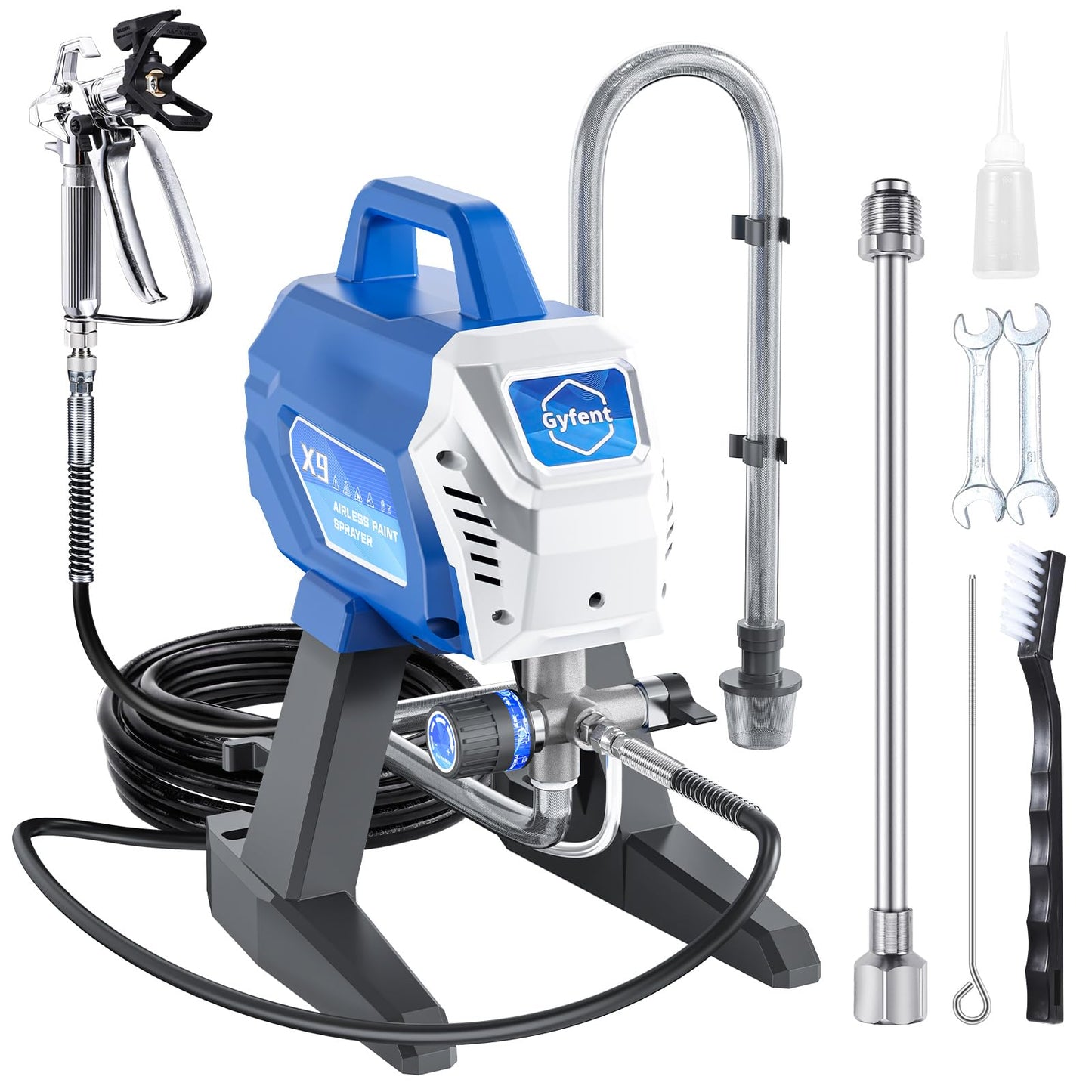 Gyfent X9 Airless Paint Sprayer, 0.39GPM Paint Sprayer for Home Interior 650W 3000psi Airless Sprayer with Low Overspray Adjustable Pressure & Motor Speed for House Painting DIY Garage