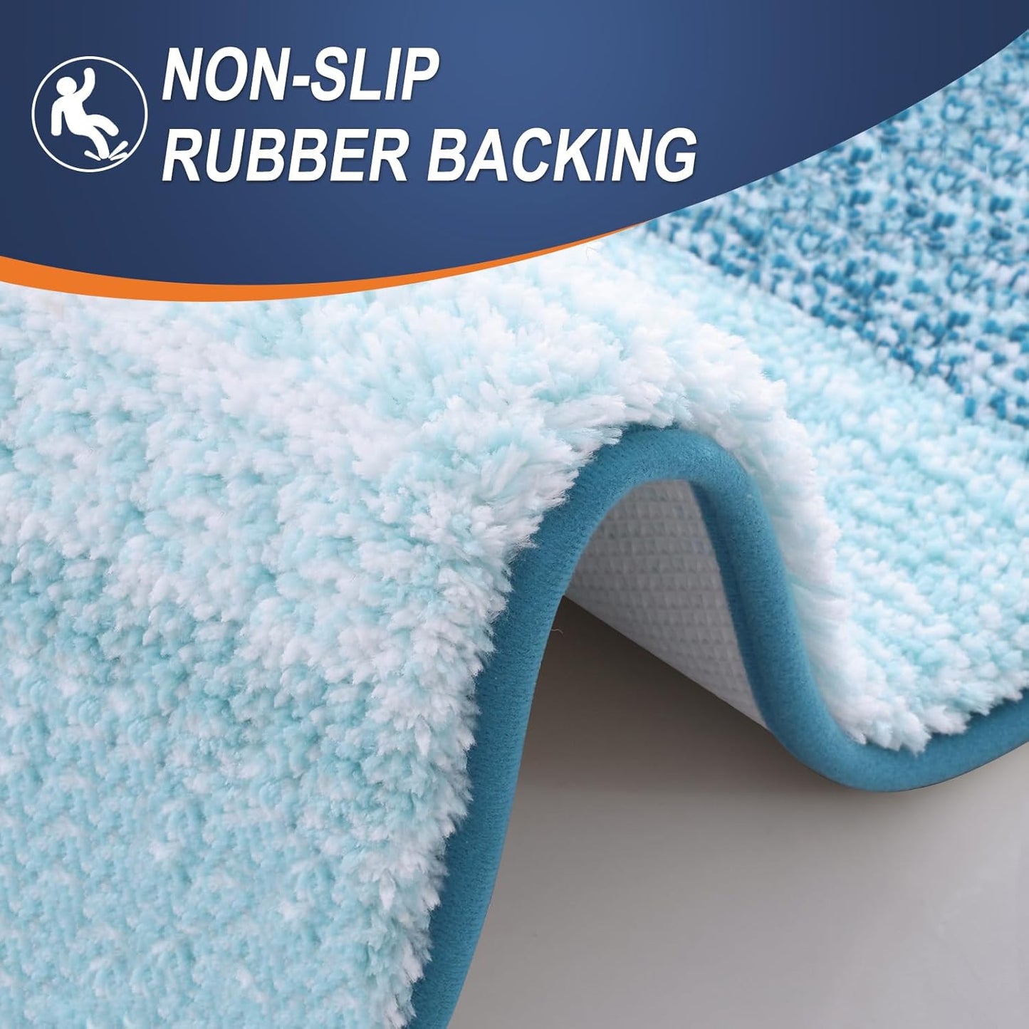 OLANLY Bathroom Runner Rug - Extra Soft Microfiber Mat with Rubber Backing | Quick Dry, Washable, 47x17, Peacock Blue