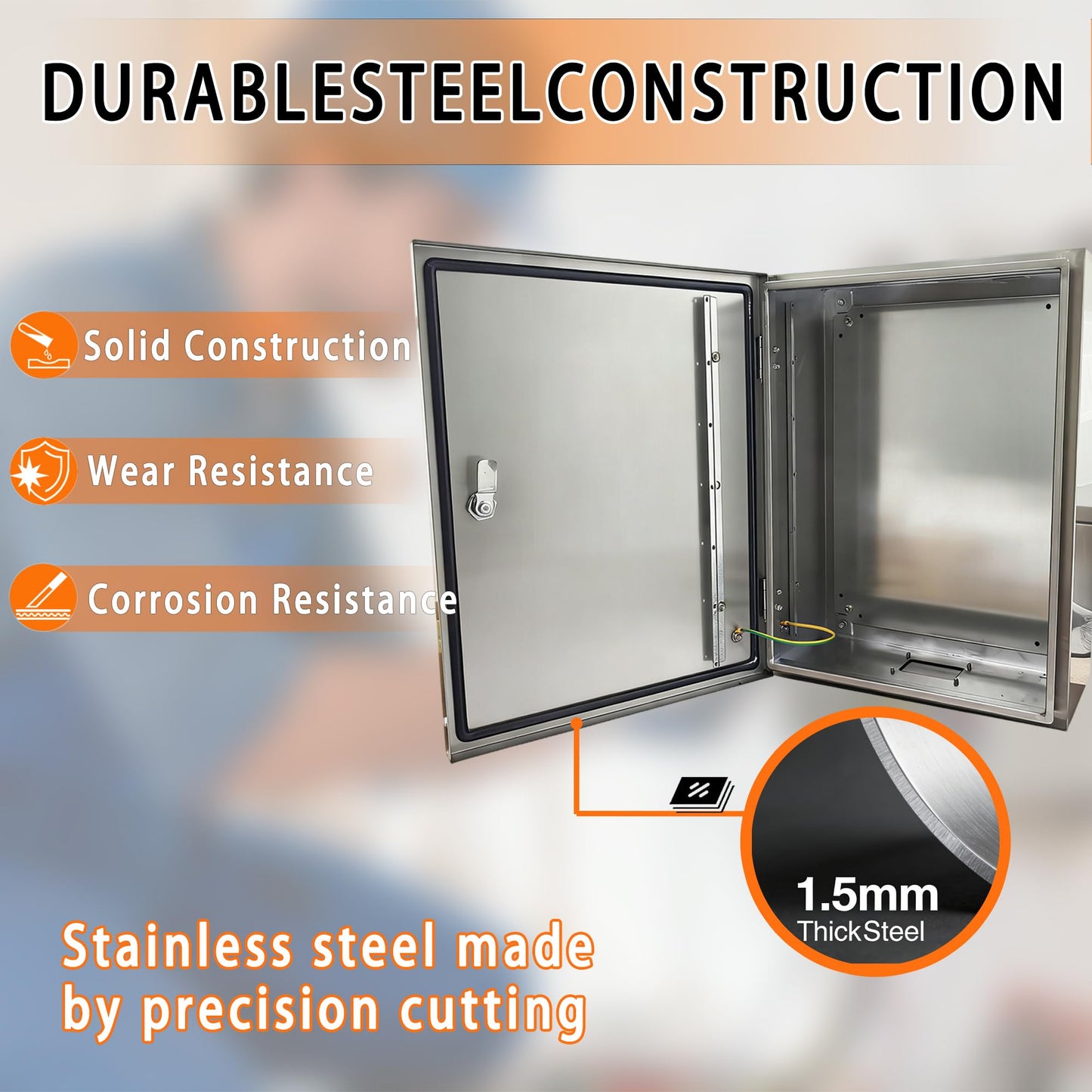 NBCYUNER Stainless Steel Electrical Enclosure 12x10x6 Inch NEMA 4X Enclosure 304 Stainless Steel Box IP66 Waterproof and Dustproof Metal Box