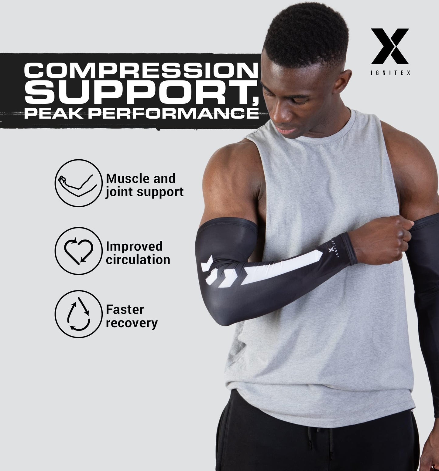 IGNITEX Compression Arm Sleeves - Athlete Sleeves - Sun Protection Cover Up Sleeves, UV Protection Arm Cover Compression Sleeves