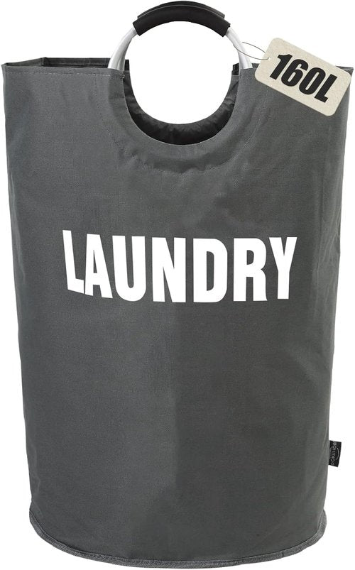 DOKEHOM XX-Large Laundry Basket - 160L Collapsible Hamper in Dark Grey | Foldable Design, 7 Colors Available