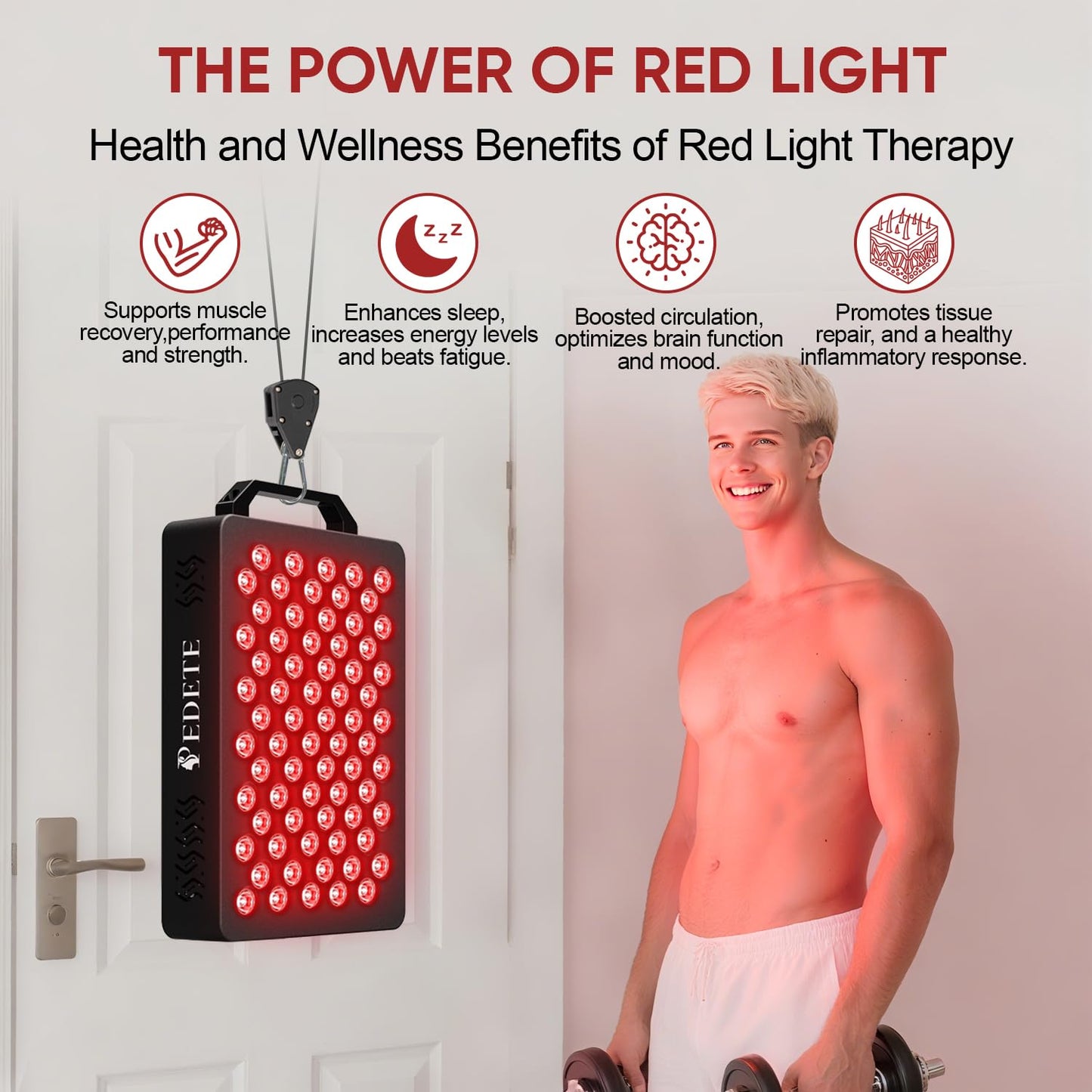 Red Light Therapy for Face and Body, 630nm 660nm 810nm and 850nm Near Infrared Light Therapy Panel, 70 Dual Chip LEDs, High Power LED Light Therapy Device for Skin Care, Sleep, Pain Relief. M70