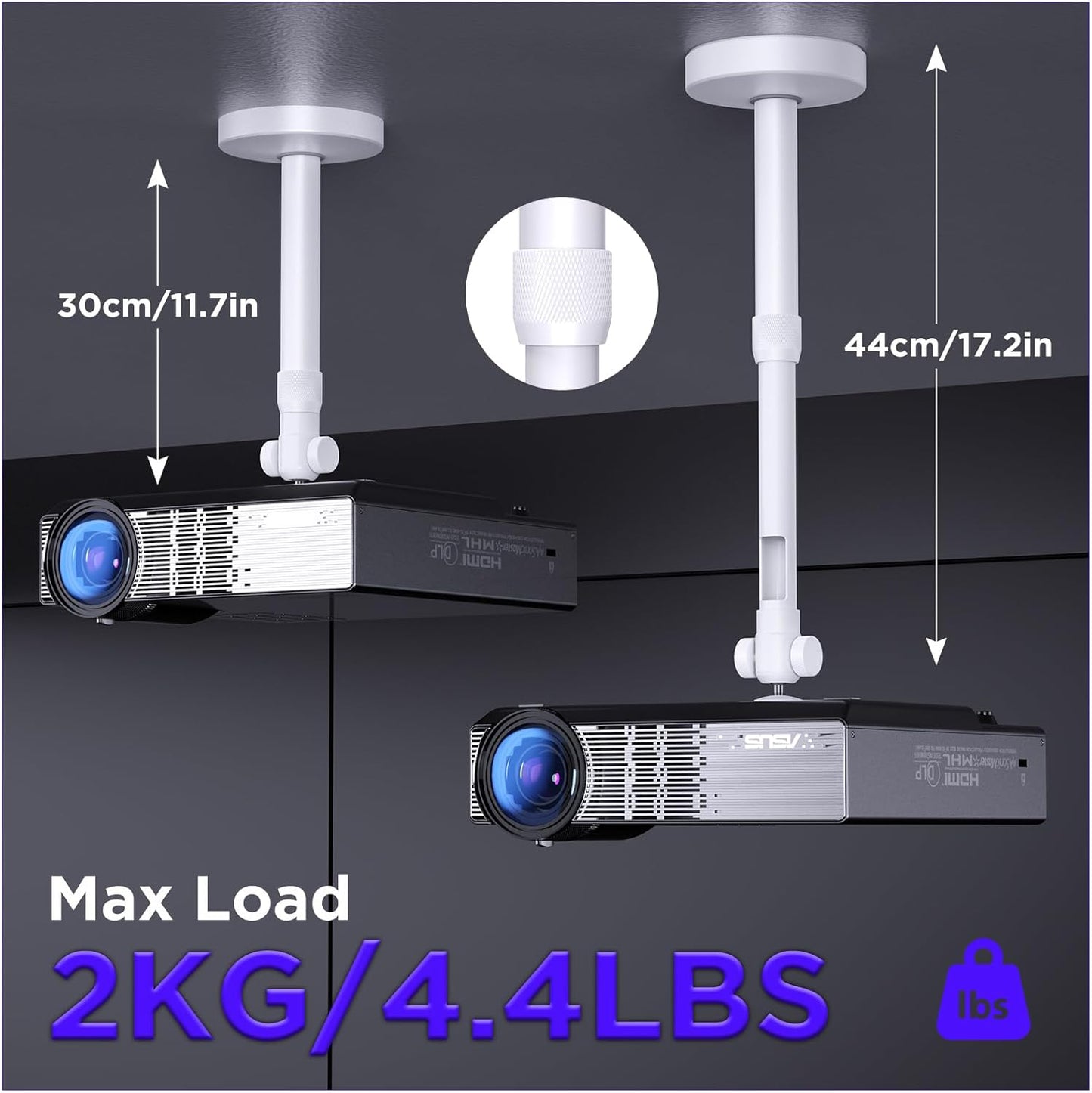 DAWASAPAT -Inch Projector Mount for Ceiling/Wall - Screw Adjustable Tilt&Swivel Hanging Wall Mount Hanger Rack
