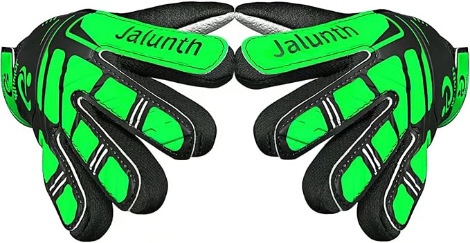 Jalunth Soccer Goalie Gloves Kids Youth Goalkeeper Field Player Gloves Boys Girls Training Grip Goal Keeper Glove Age 4-14 Years Old with Upgraded Anti-Skid Latex Palm