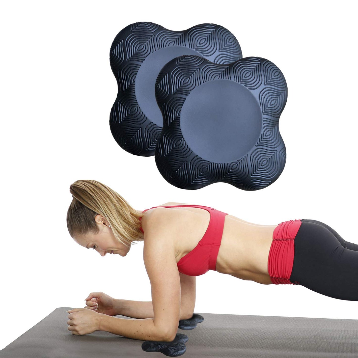 Zealtop Yoga Knee Pads Cushion Extra Thick for Knees Elbows Wrist Hands Head Foam Yoga pilates work out kneeling pad (black 2packs)