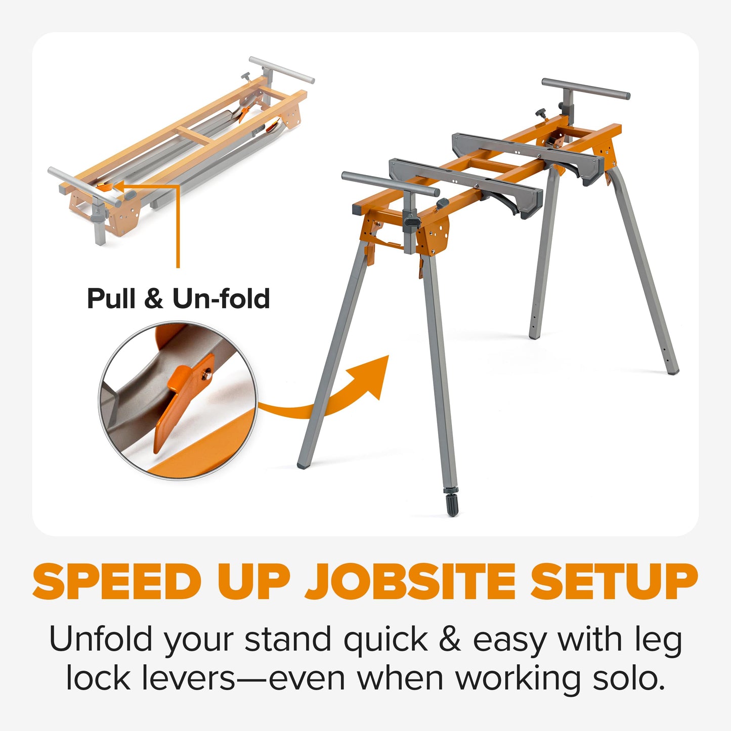BORA Portable Miter Saw Stand 2nd Generation - Quick release Tool Mount - 114 Inches of Material Support - Universal Folding Compound Mitre Saw Stand fits Dewalt, Milwaukee, Ridgid, Bosch Chop Saws PM-4020