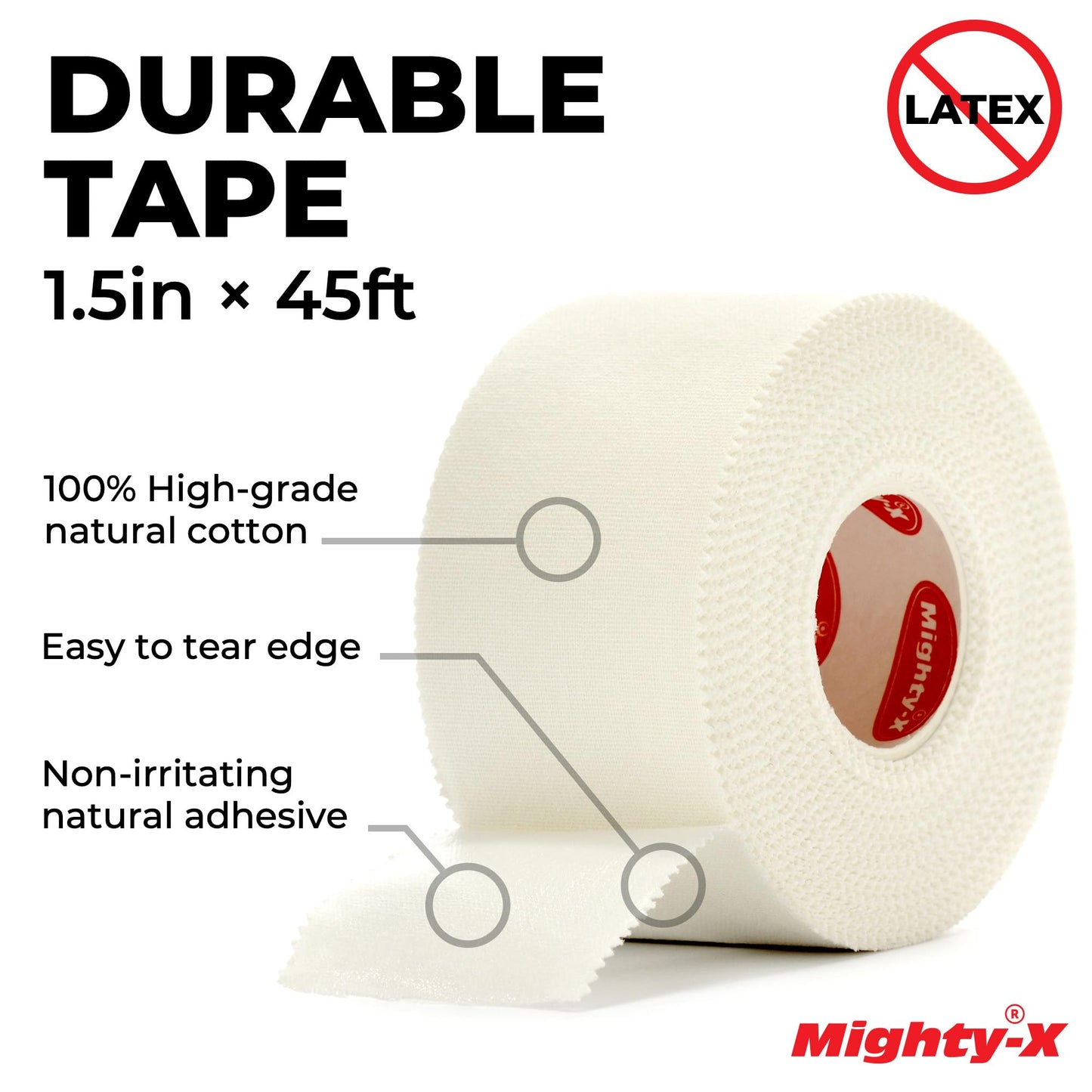 Premium White Athletic Tape for Injuries - 3 Pack with Pre-wrap - Easy Tear & No Sticky Residue - Sports Zinc Oxide Tape - Ankle, Wrist, Fingers - Ideal for Soccer, Gymnastics, Boxing