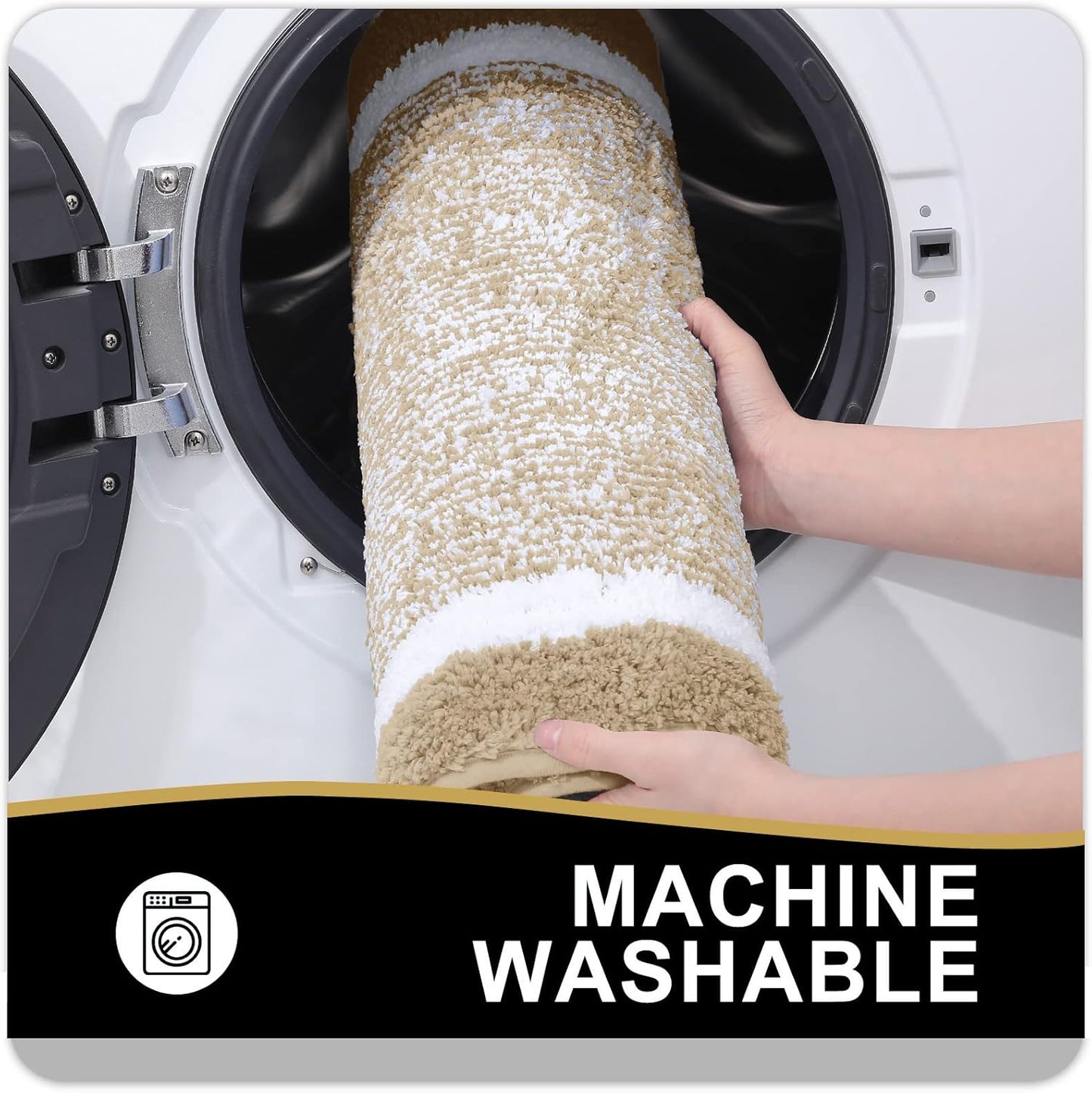 OLANLY Bathroom Rugs - Extra Soft Microfiber Bath Mat | Non-Slip, Machine Washable, Quick Dry (24x16, Beige)