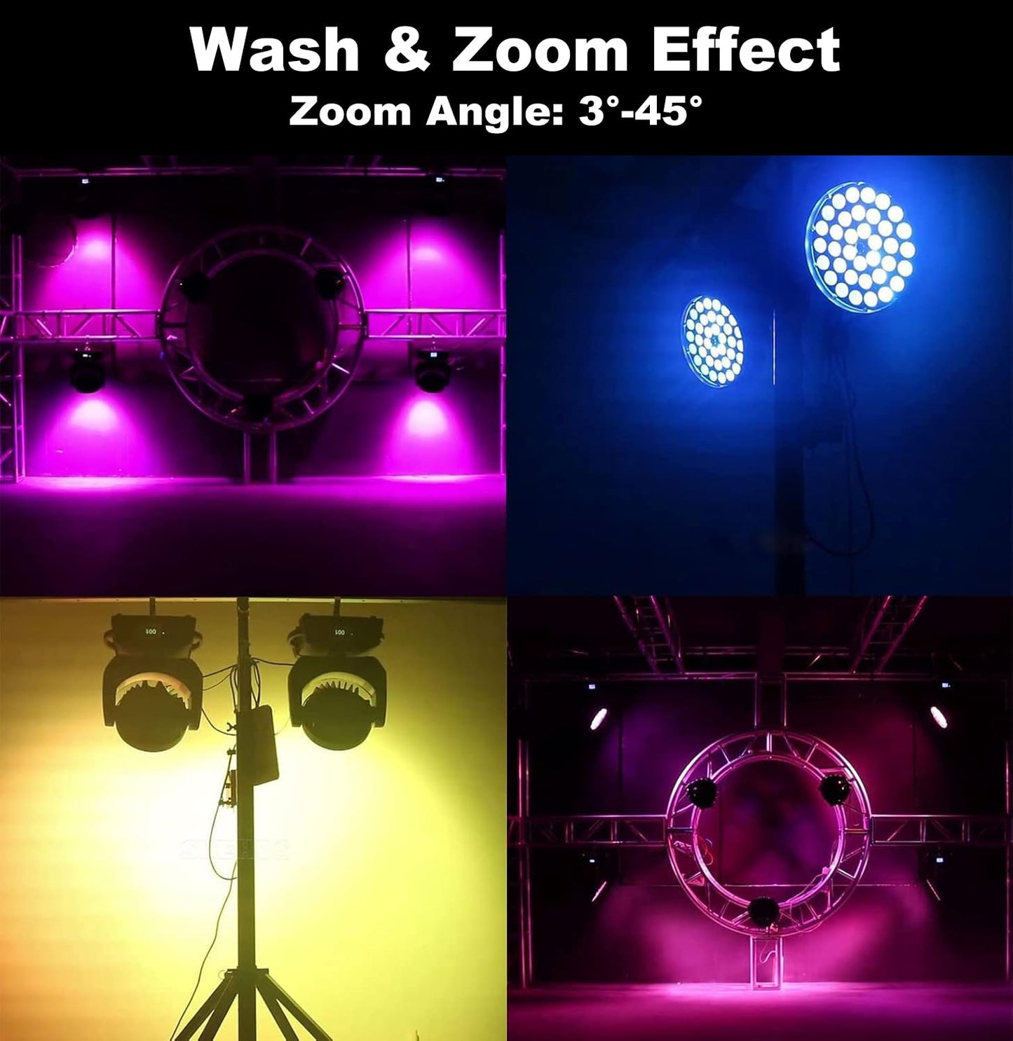 SHEHDS LED Moving Head Light 36x18W Wash Zoom Effect (15-90 Degree) DJ Lights RGBWA+UV 6IN1 DMX 512 Touch Screen Stage Lights for Christmas Wedding Disco Party