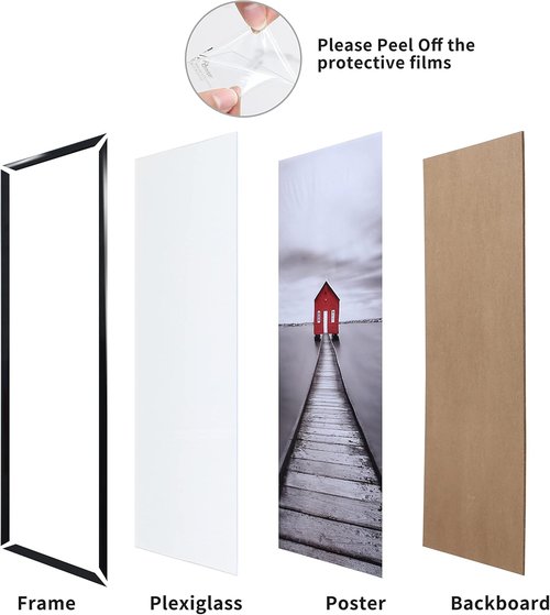 ELSKER&HOME 16x24 Black Poster Frame - Sturdy, Scratch-Proof Design for Horizontal or Vertical Mounting | 3 Pack