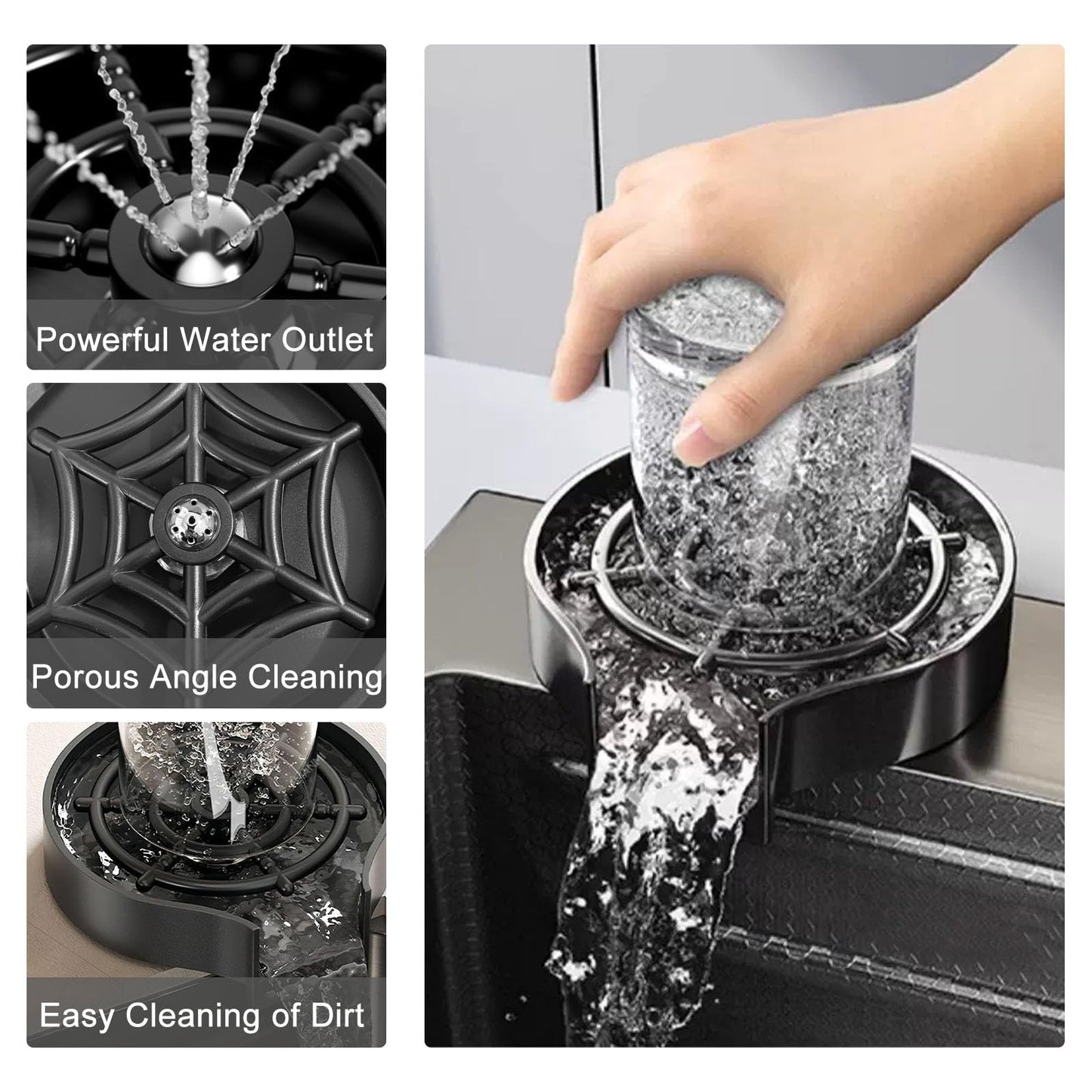 SDGRP Kitchen Sink 304 Stainless Steel Undermount Sink Drop in Single Bowl Kitchen Sinks, With Pull Down Sprayhead Faucet, With Pressurized Cup Washer and Two Waterfalls (31.5 x 18.1 inch)