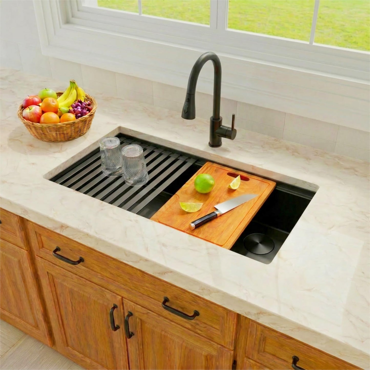 Lonsince Black Undermount Kitchen Sink 30 inch,16 Gauge Stainless Steel Sinks,Single Bowl Workstation Sink,Modern Kitchen Sink Offset Drain (30" X 18")