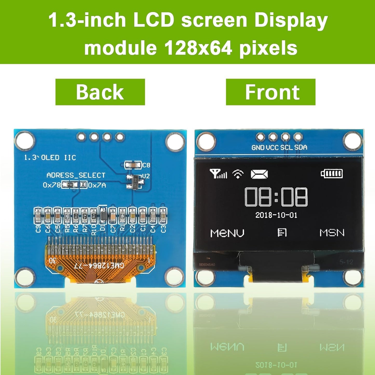 EPLZON 5 Pack 1.3 inch 128x64 OLED IIC Display Module Pixel Mini Self-Luminous Display Screen Board for Arduino