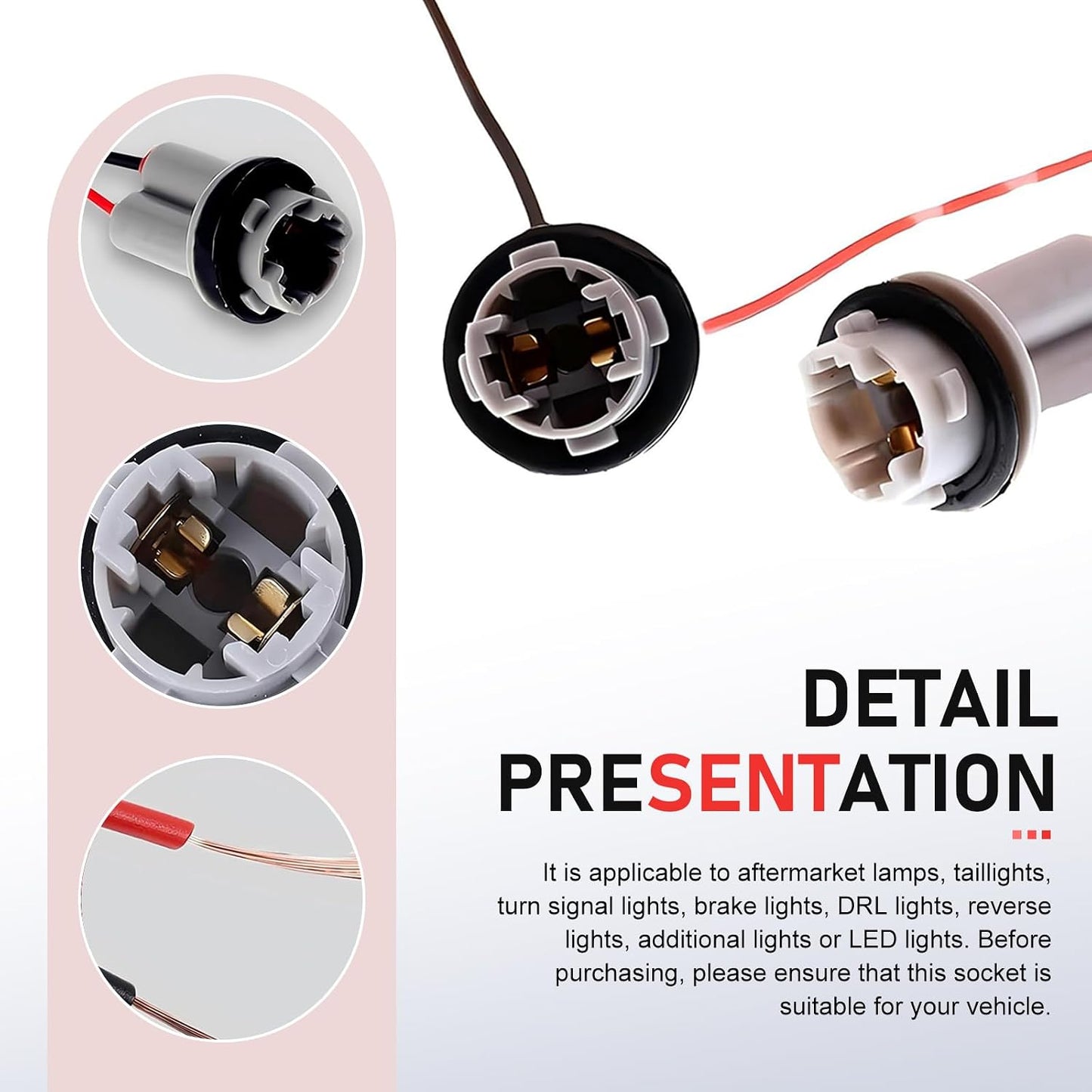 Foelony 2 T10 T13 T15 PCS Car Wiring Harness Pigtail Socket, Car LED Turn Signal Lights Harness Plugs Connector