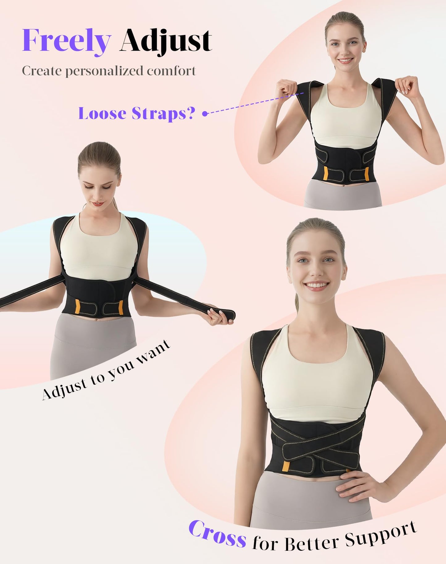 Posture Corrector for Women and Men, 5 Full Back Support Brace Rods, FSA&HSA Eligible, Adjustable Shoulder Straightener, Improving Hunchback Posture, Upper and Lower Back, Neck Pain Relief, Large
