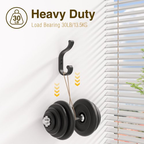 Bussdis Coat Hooks - Heavy Duty Wall-Mounted Hangers | Holds Up to 30 lbs - Black, 4 Pack for Towels & Bags
