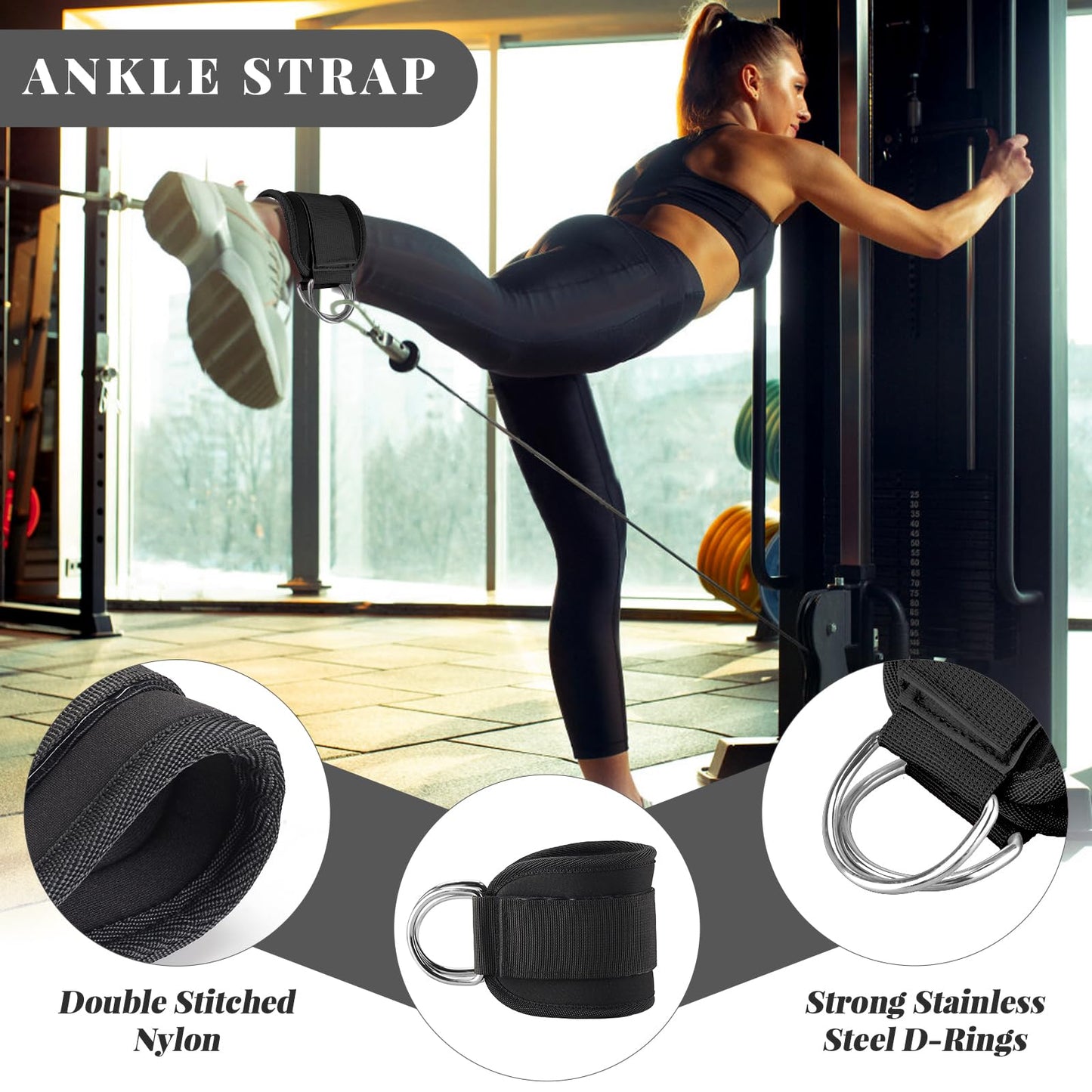 Barbell Pad Set,10 Pcs Barbell pads For Hip Thrust Squat & Lunges Support,With 2 Workout Ankle Straps, 2 Workout Gloves, 2 Gym Straps Weight Lifting, Resistance Bands,Olympic Bar Pad,Carry Bag (Black, Large-Gloves)