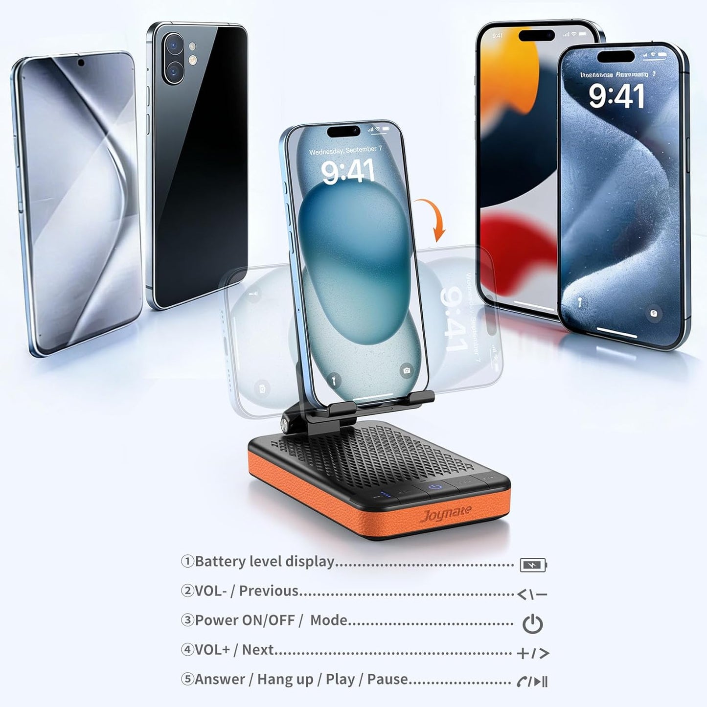 Joymate 5000mAh Gifts for Men and Women, Charging Phone Stand with Bluetooth Speaker Valentines Day Gifts for Him