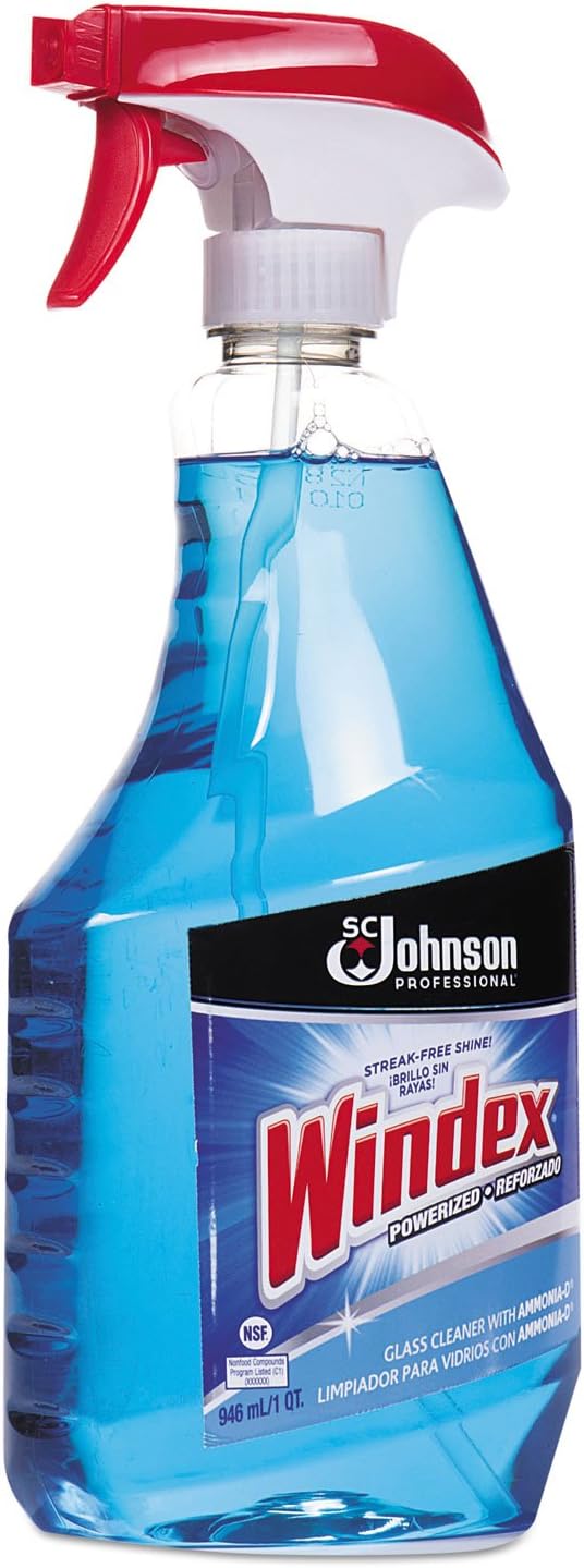 Windex Powerized Glass Cleaner - Ammonia-D Formula for Streak-Free Shine | 32 Oz Trigger Spray