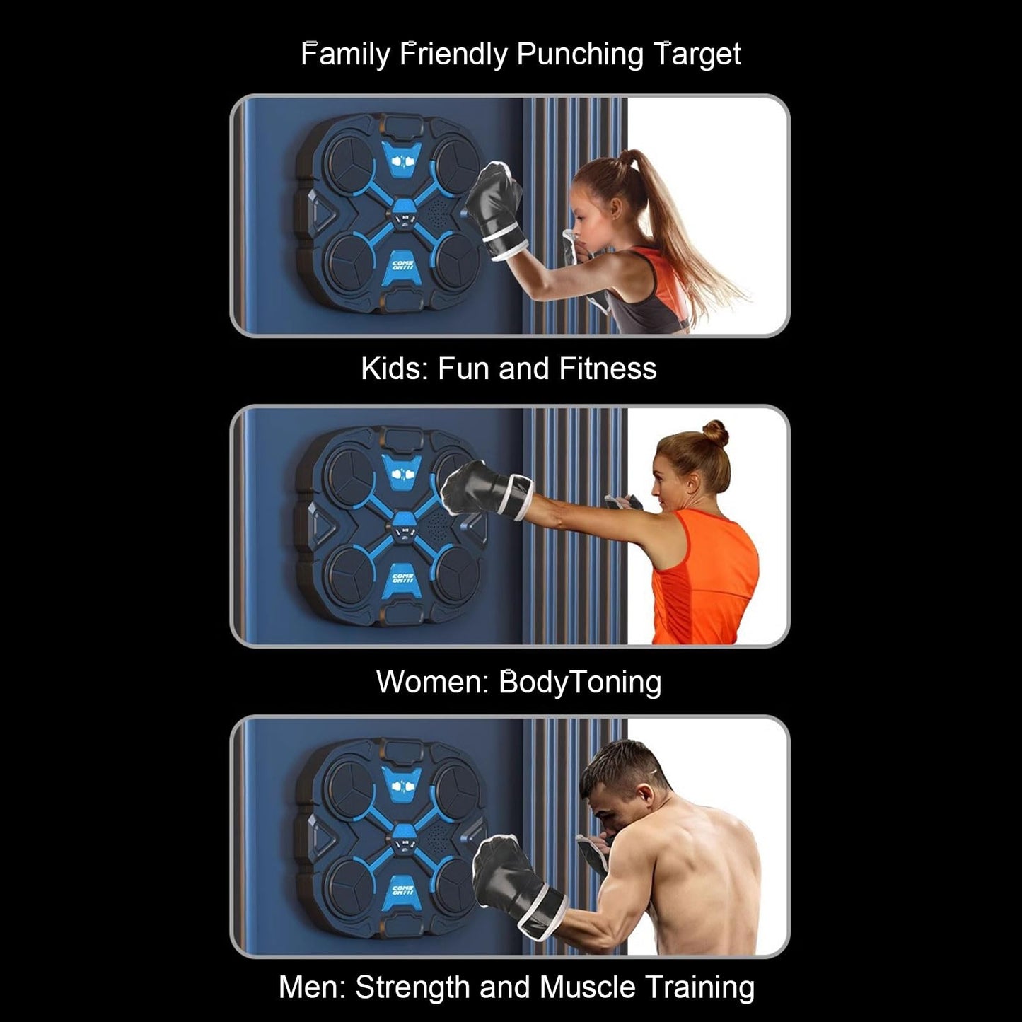 VELATEMOR Music Boxing Machine, Interactive Punching Trainer with Padded Cushion LED Counter, for Adults Kids Training Workout Stress Relief