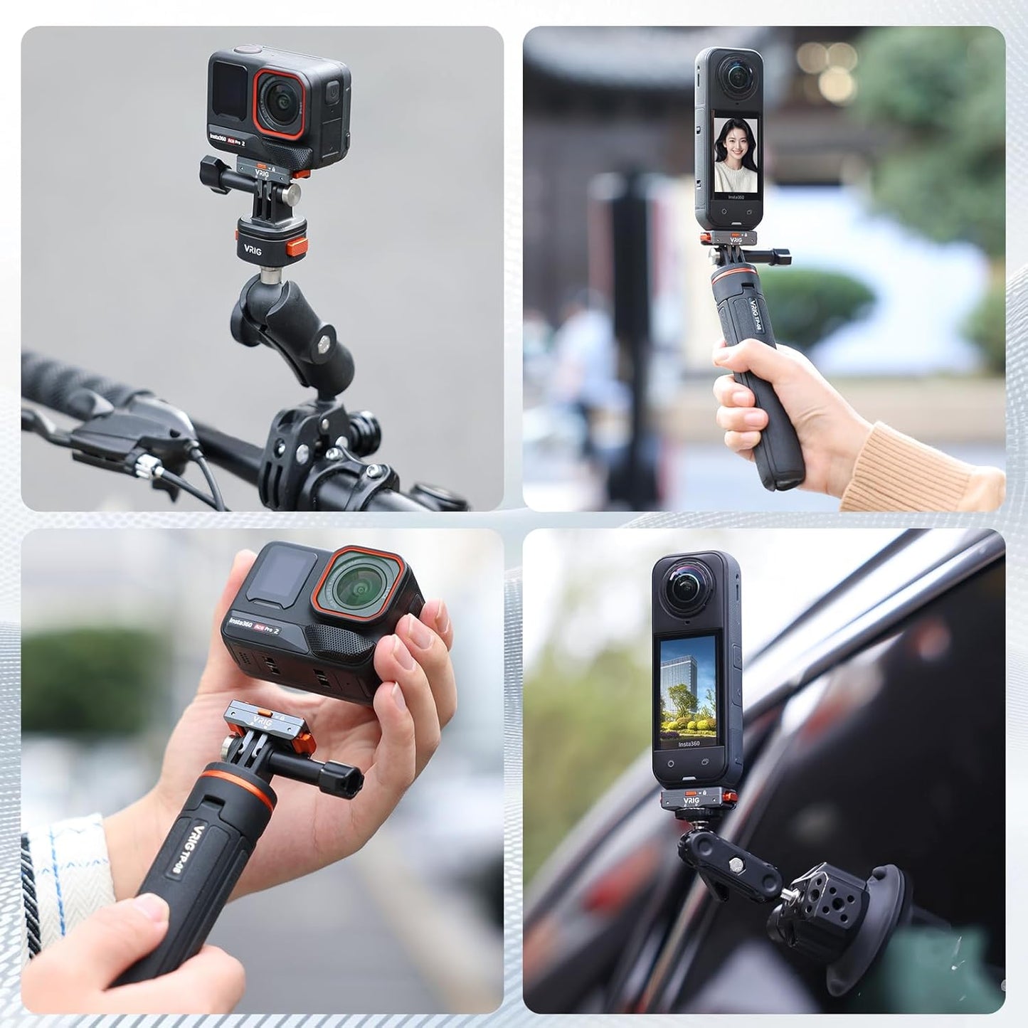 2.0, 360 X5/ X4 2/ 1/4 2-Prong AC-64 VRIG Safety Lock Quick Release Mount Aluminum Alloy Magnetic Base for Insta