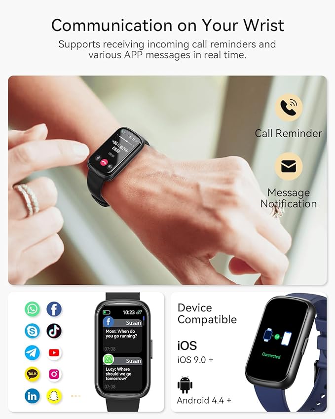 Health & Fitness Tracker, Fitness Watches for Men/Women with Heart Rate,Blood Oxygen,Sleep Monitor, Smart Watch for Android Phones/iPhones with Step Count/Calories/Distance, IP68 Activity Tracker