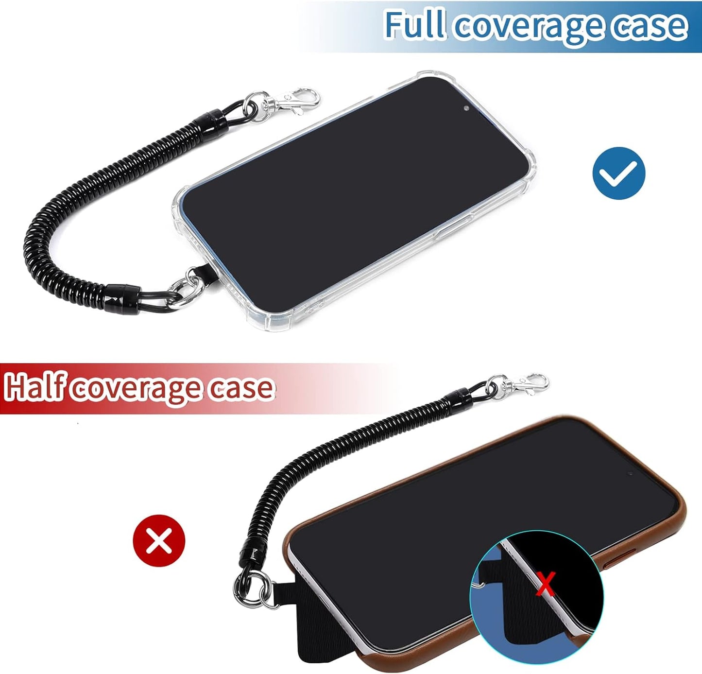4 2* 4* Doormoon Phone Lanyard Tether with Patch, Cell Phone Lanyard with Phone Tether, Patch for Outdoor Hiking