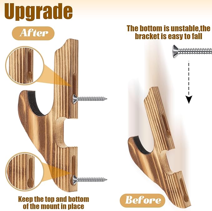 Chunful 2 Pcs Sword Wall Mount Sword Holder Katana Stand 1 Tier Hanger Adjustable Wooden Mounts for Samurai(5.91 x 2.76 x 1.38 Inches,Burnt Color)