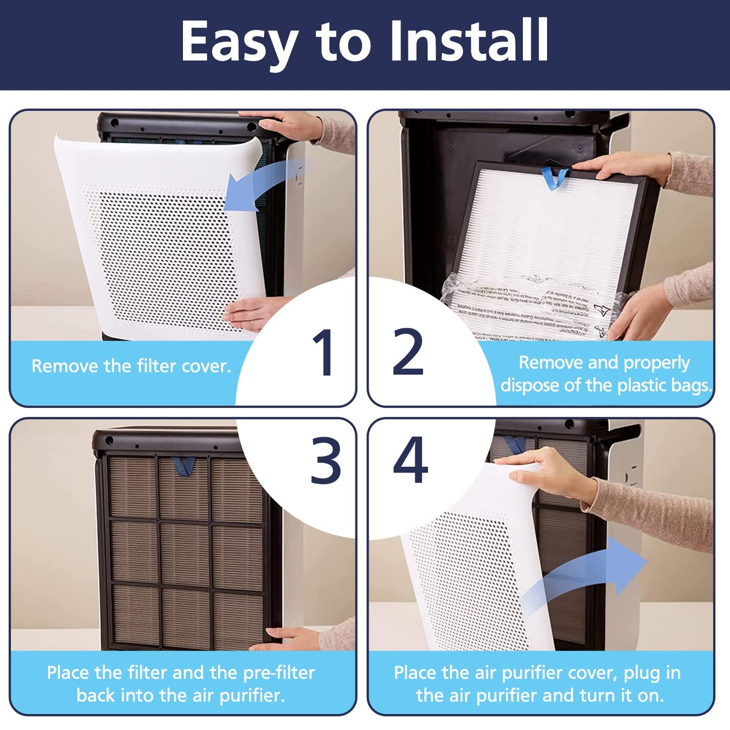 Vital 200S-P Replacement Filter Compatible with LEVOIT Vital 200S and Vital 200S-P Air Purifier, Vital 200S Filter for Home Large Room, Vital 200S-RF, 2 Pack, White
