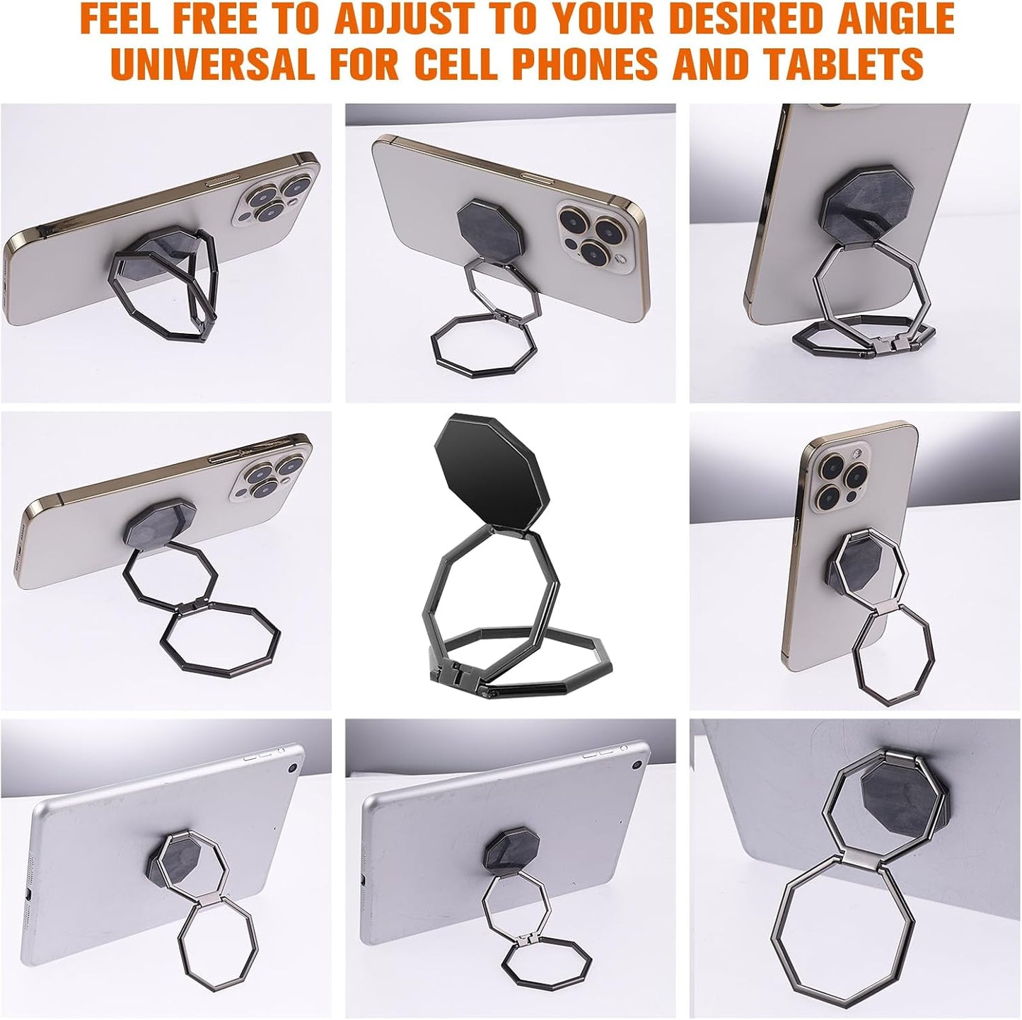 cobee 360 Cell Phone Ring Holder Finger Kickstand, Rotation Metal Cellphone Back Grip Foldable Cell Phone Stand