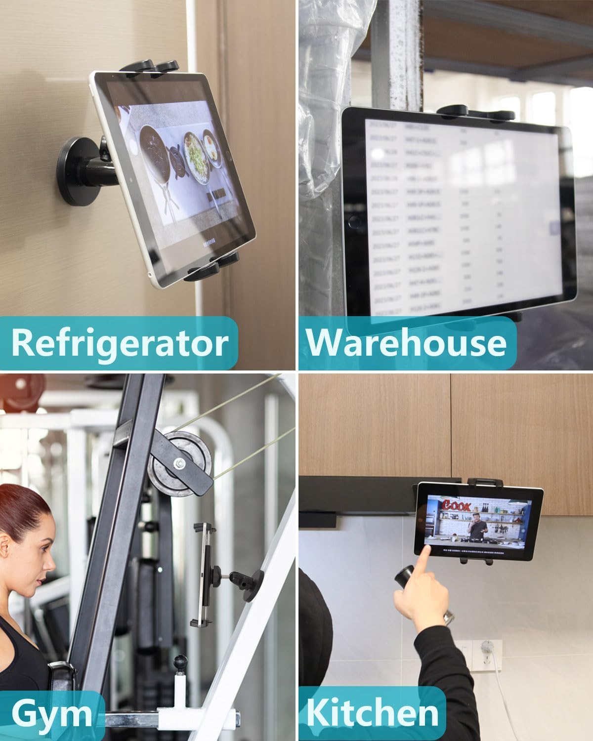 CANHET 4-13" Magnetic Tablet Holder, Fridge Mount for iPad, [Powerful Magnetic Base] Fits Warehouse/Metal