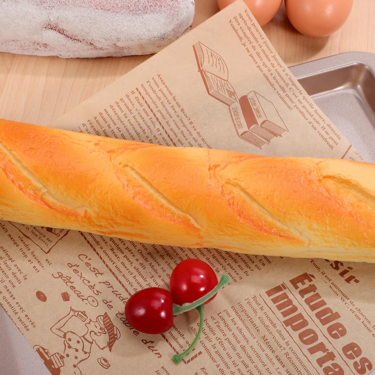 13.77 Inch Sosoport Pu Simulation Bread Model Fake Baguette Photo Prop Kitchen Decoration Bakery Display Teaching Tool