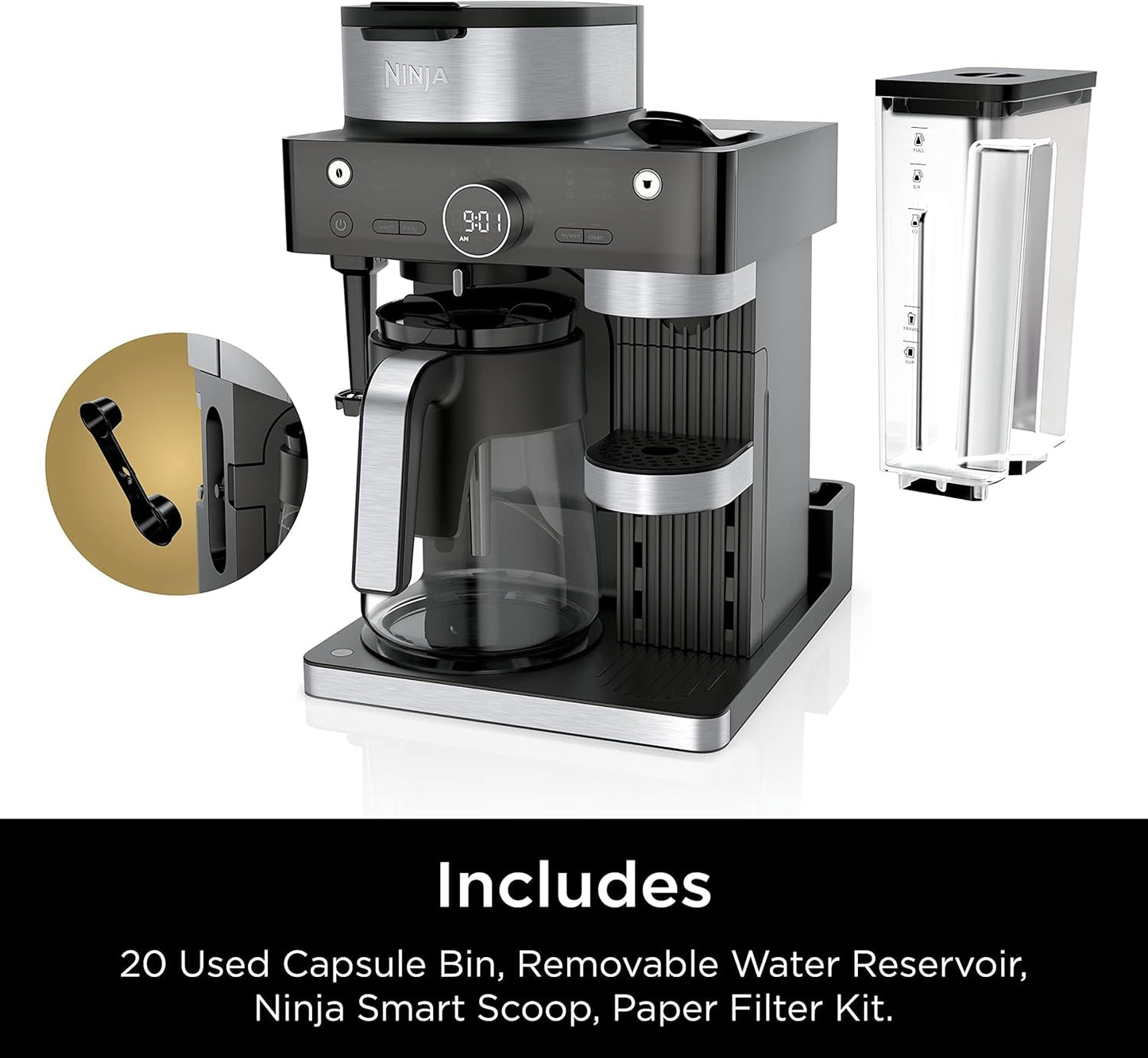 Ninja Espresso Maker - 3 Brew Styles, Single-Serve & Nespresso Compatible - Built-In Frother, Black