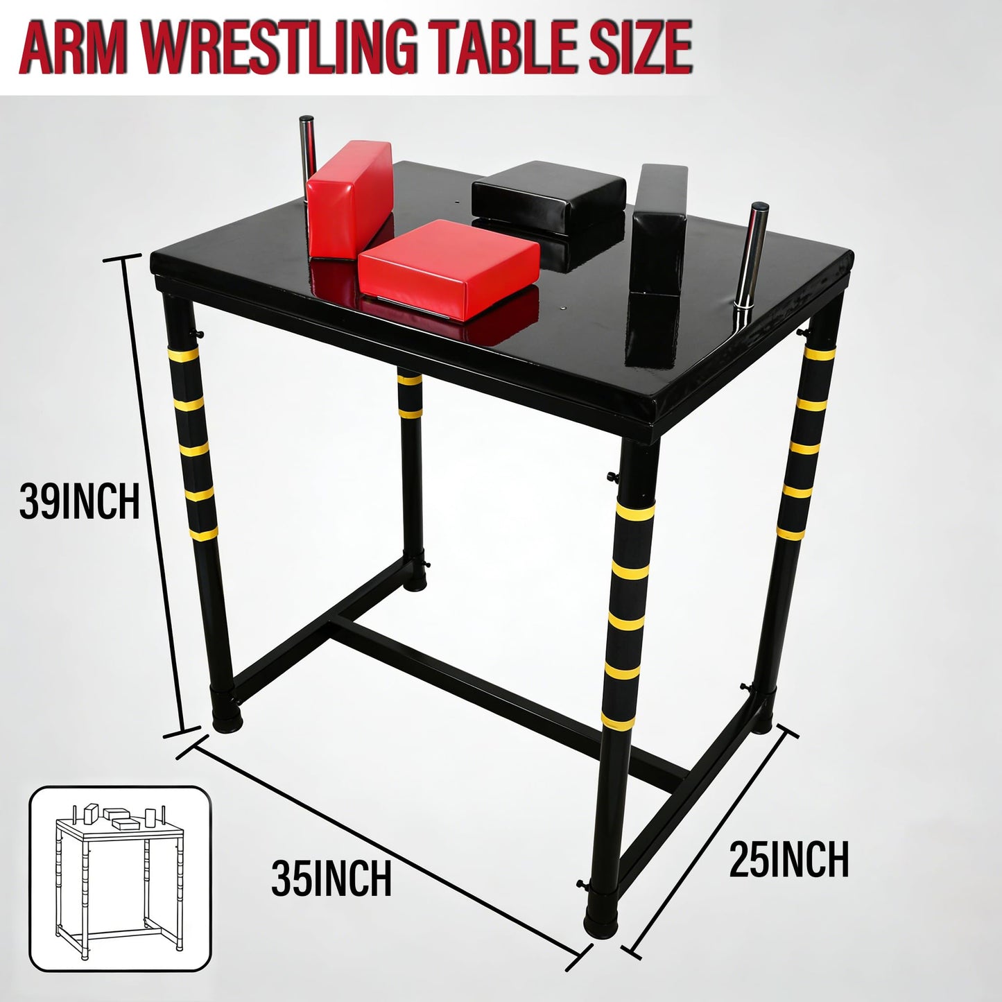 WINTECY Professional Arm Wrestling Table - Adjustable Battle Station with Handles Elbow Pads and Winning Pads, Standard Arm Wrestling Battle Table for Gym, Home or Club Use (Black & Red)