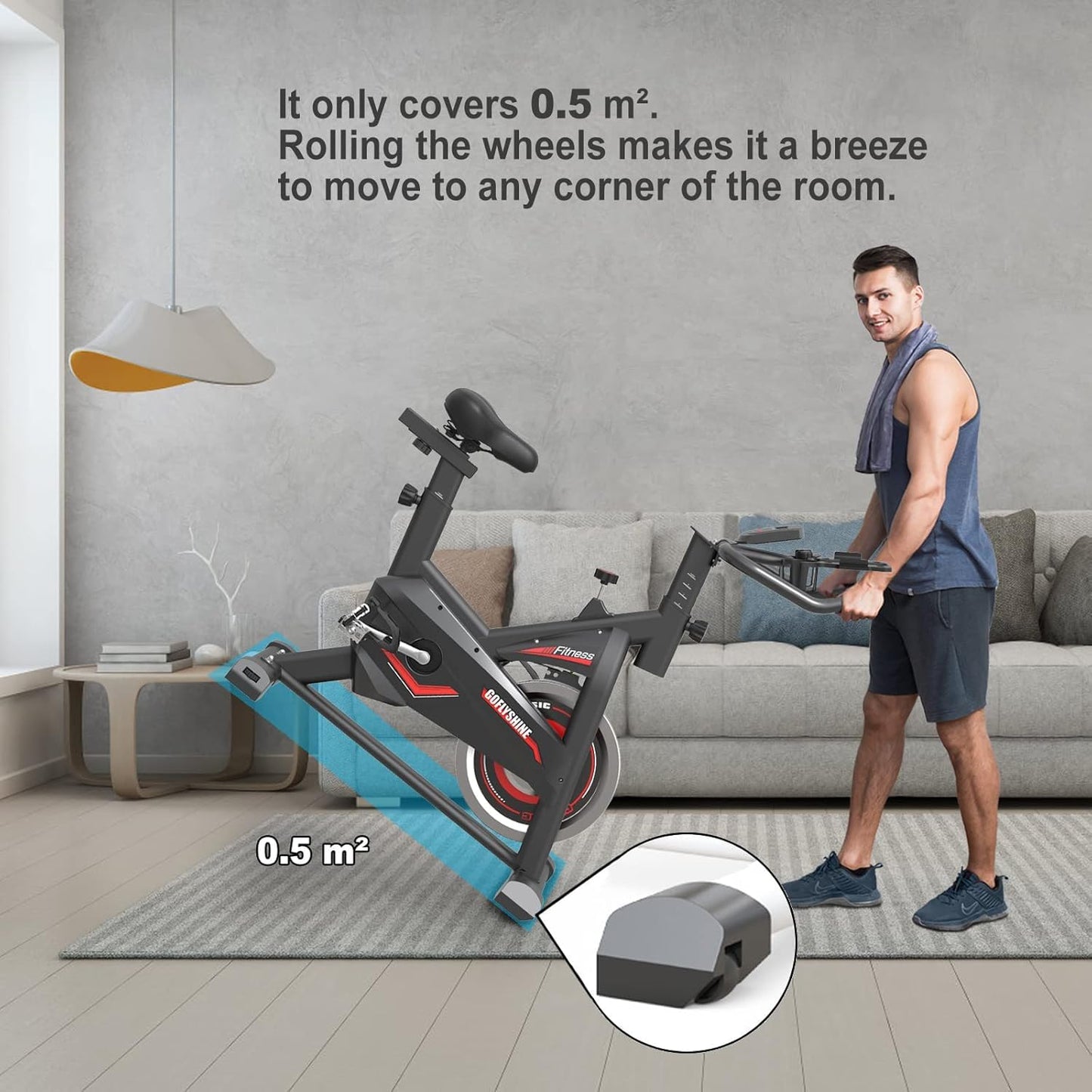 GOFLYSHINE Exercise Bikes Stationary,Exercise Bike for Home Indoor Cycling Bike for Home Cardio Gym,Workout Bike with pad Mount & LCD Monitor,Silent Belt Drive