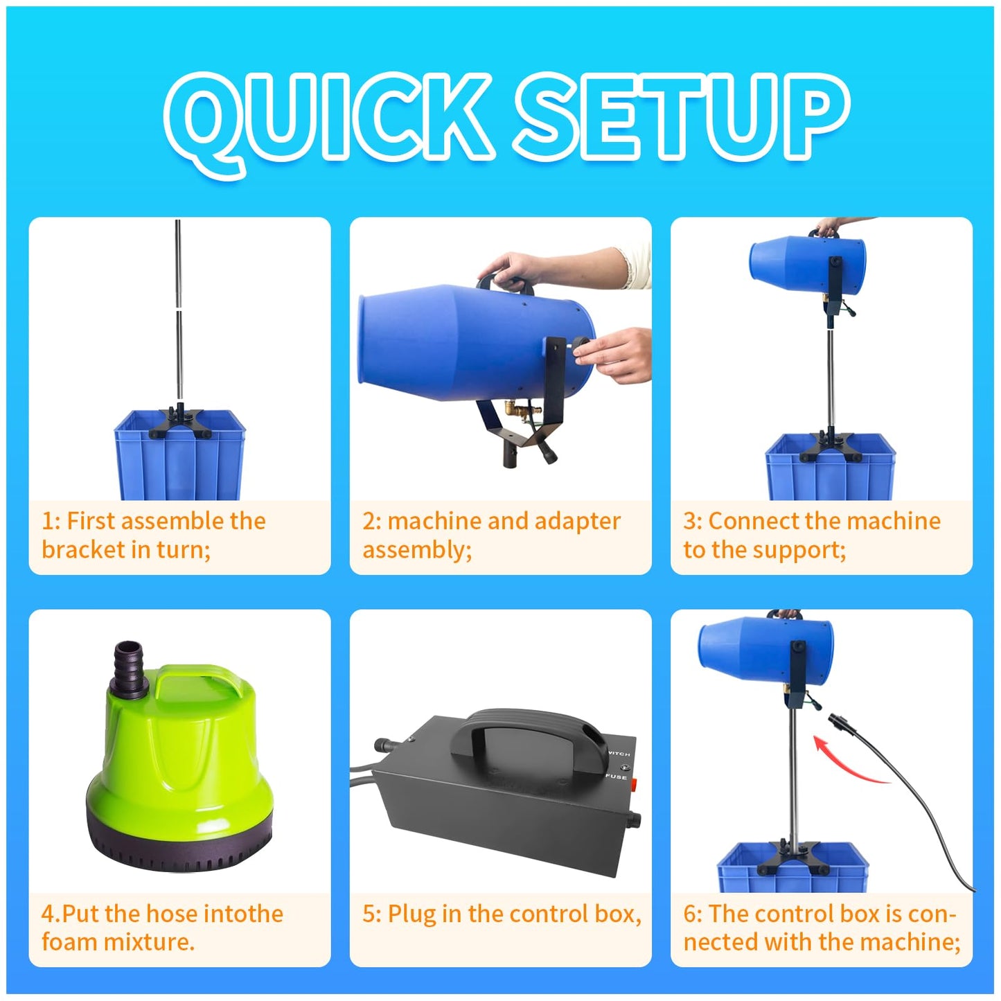 Foam Machine for Party, Party Foam Machine with Water Tank, Foam Cannon for Garden, Pool, Indoor, Birthdays, Celebrations, and Backyard Events (Blue)