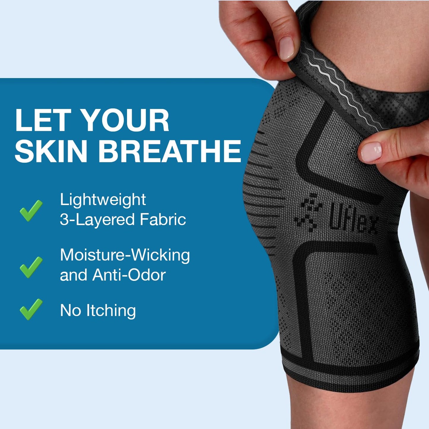UFlex Athletics Knee Brace for Men and Women Knee Compression Sleeve Support for Arthritis Joint Pain Relief, Workout, Swelling, Sports, Circulation, Running, Recovery Support for ACL & Meniscus Tear Small Black