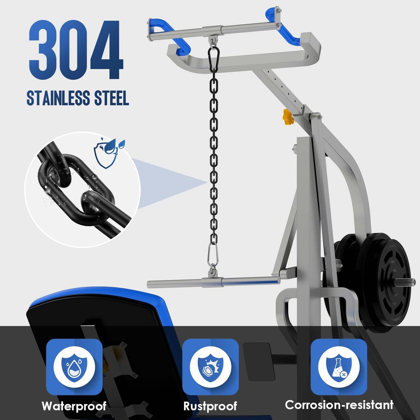 Mixizigoz Fitness Chain, Weight Lifting Chain, 304 Stainless Steel Exercise Cable Machine Extension, LAT Pulldown Bar Extension Attacment for Home Gym (Black-4mm 2pcs)
