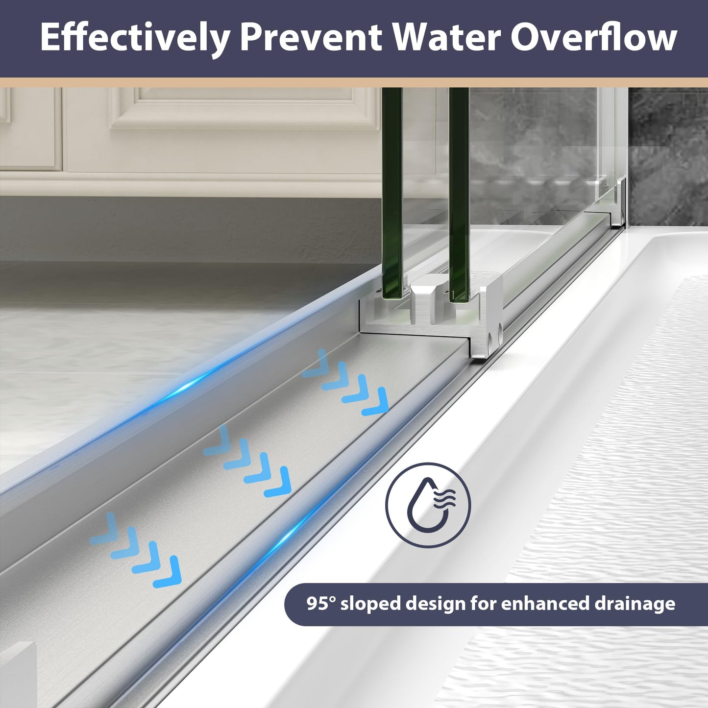 EASYWORC Double Sliding Shower Door, 55"-60" W x 70" H Semi-Frameless Glass Shower Door, 1/4'' (6mm) Clear SGCC Tempered Glass with Explosion-Proof Film and Nano Coating, Brushed Nickel
