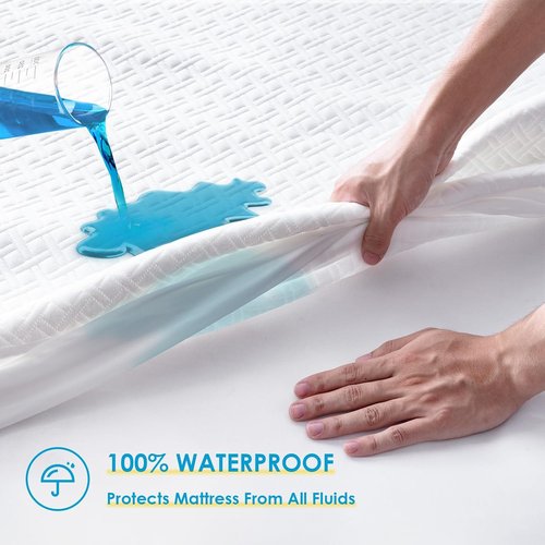 Cozymaker Queen Size Waterproof Mattress Protector - Cooling Fitted Cover, Soft & Breathable 8-21" Deep Pocket