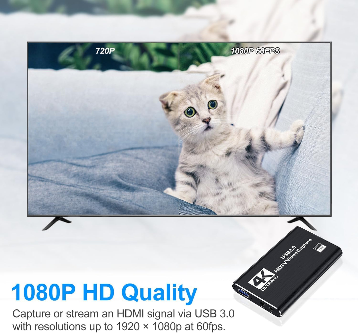 dobestyou 4K 3.0, 1080p 60fps, PS5, Capture Card Black for Streaming, Recording & Gaming Video Capture Device with USB