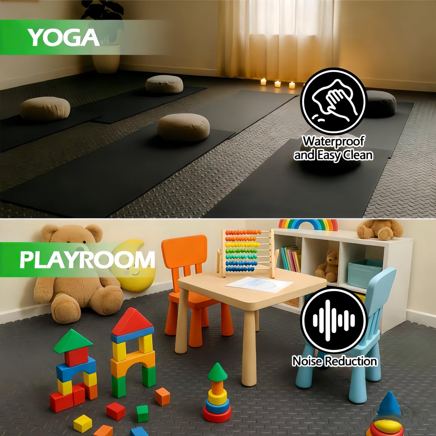 WAWINY 96 Sq Ft (24 Tiles) Interlocking Exercise Mats, EVA Foam Kids Play Mats for Home Gym, Yoga, Playroom, Non-Slip Flooring Tiles