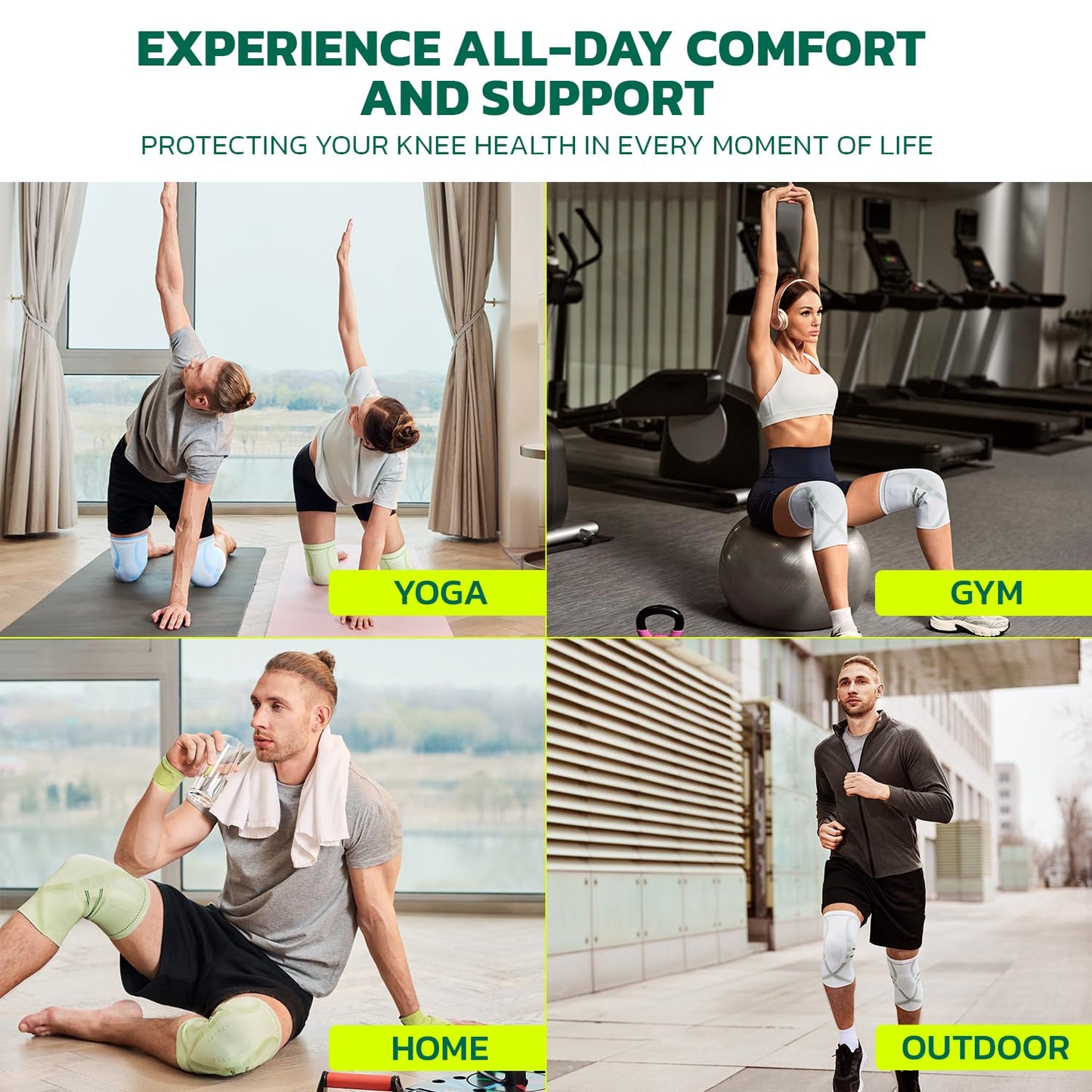 aoFIT Compression Knee Brace for Women & Men, 2 Pack AOCELL Knee Sleeve Support for Joint Comfort & Active Recovery – Breathable for Workout, Running, Gym, Sports, Fitness L