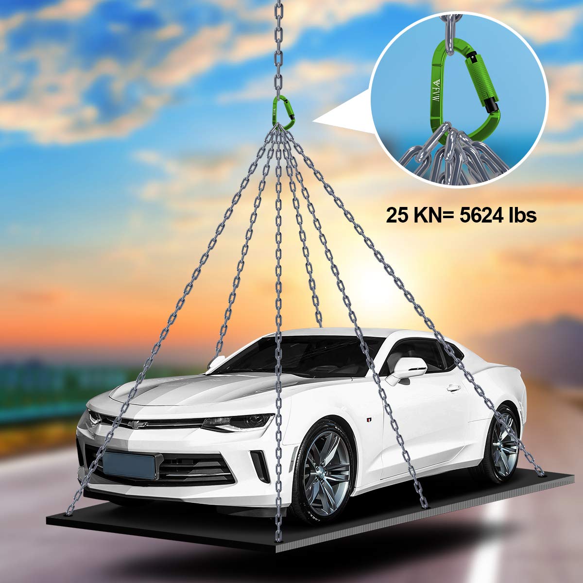 FVW 3 Pack Heavy Duty Climbing Carabiners,25KN UIAA Certified Auto Locking Rock Climbing Carabiners Clips for Hammocks, Swing, Locking Dog Leash and Harness, Camping, Hiking & Utility (Green)