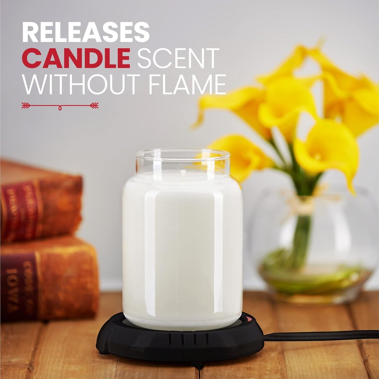 Skiennix Candle Warmer Plate - Flameless Scent Release | Versatile Mug & Jar Warmer - Black