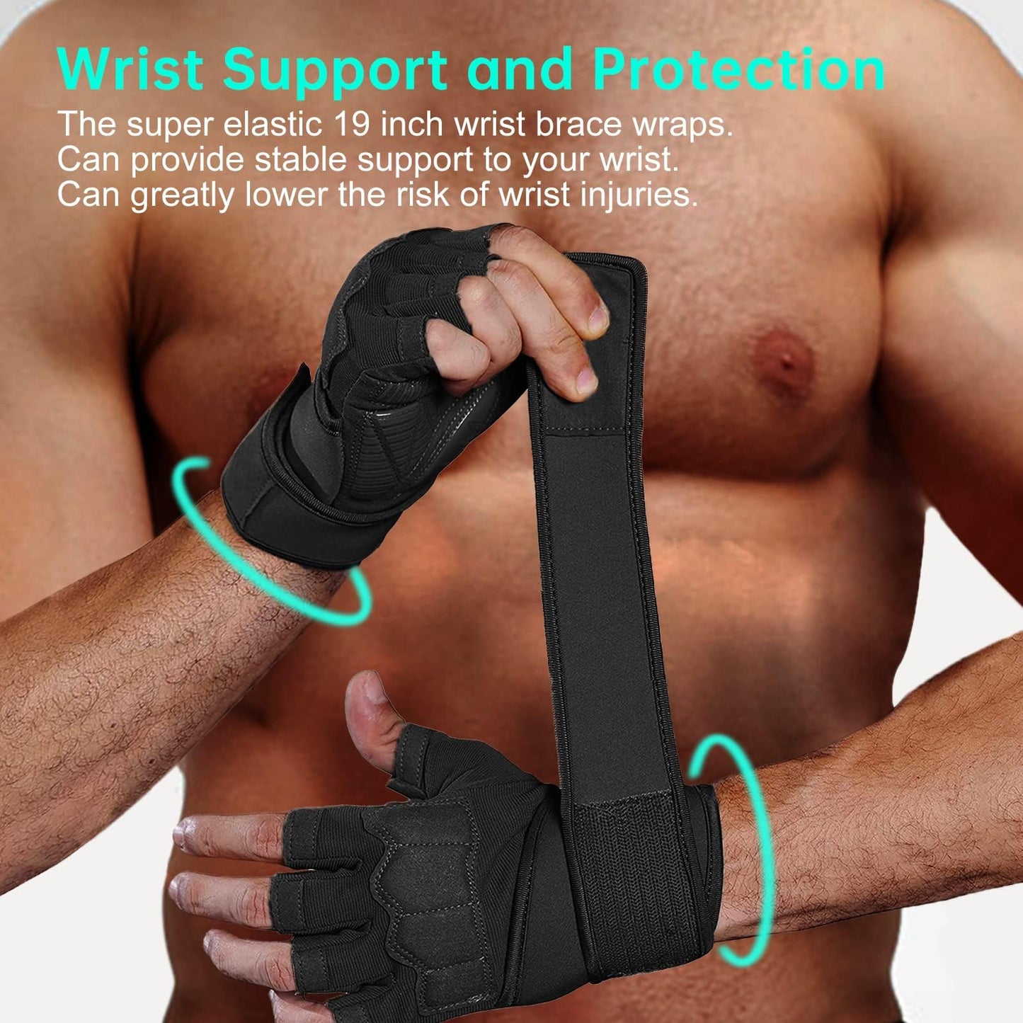 Foclassic Anti-Slip Weight Lifting Gloves for Men & Women – Breathable Gym Gloves with 5mm Gel Padding & Wrist Support for Crossfit/Powerlifting (S-XL)
