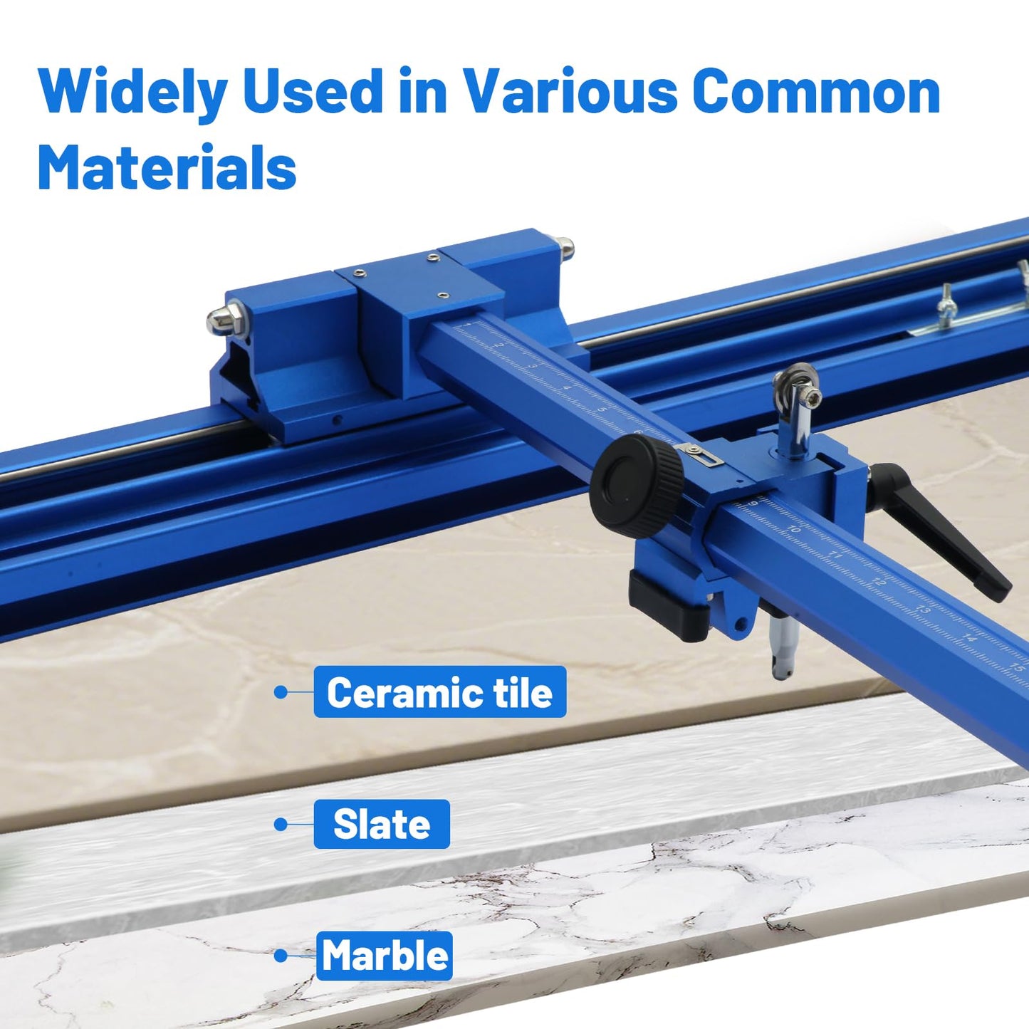 Blue Manual T-Shape Tile & Glass Cutter – 110" (2.8m) Rail, 35.4" Max Cut Width | 3 Blade Heads, Portable Design for DIY & Home Renovation