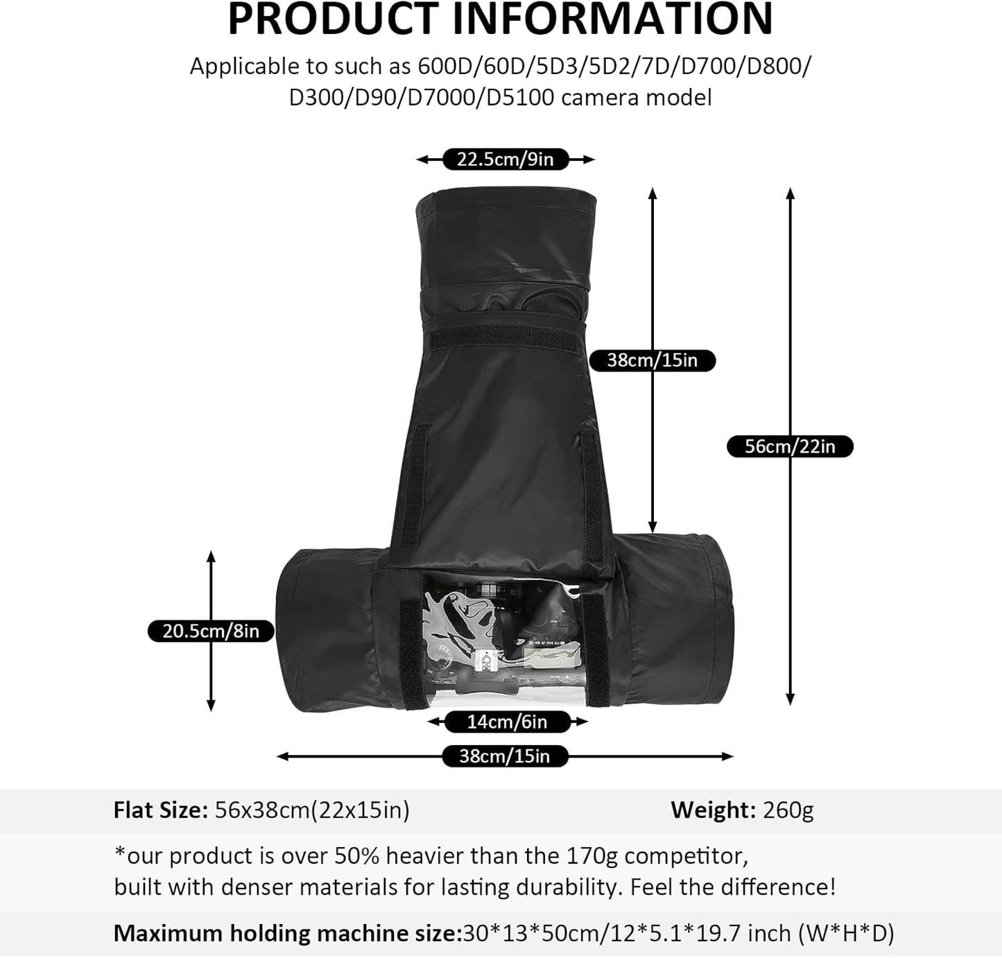 Fizentia Professional Waterproof Camera Rain Cover,Universal DSLR Camera Protector for Outdoor Photography